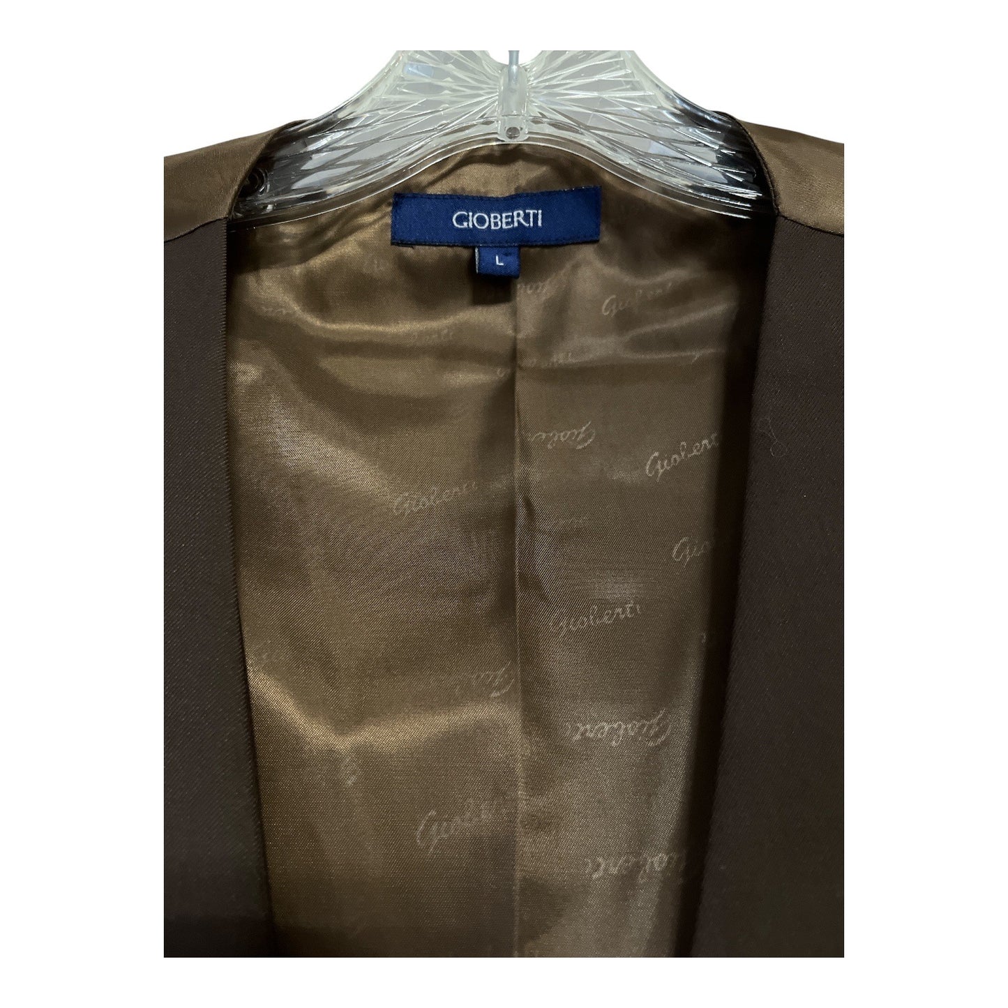 New Gioberti Men's Dress Vest – Light Brown, Size L, 70/30 Poly Rayon, Adjustable Back, 2022