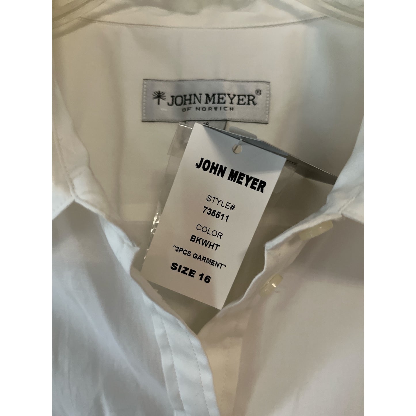 NWT John Meyer of Norwich Women’s White Button-Down Shirt – Size 16 Stretch Cotton Blend