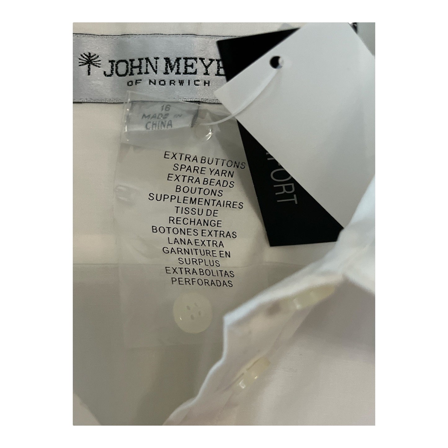 NWT John Meyer of Norwich Women’s White Button-Down Shirt – Size 16 Stretch Cotton Blend
