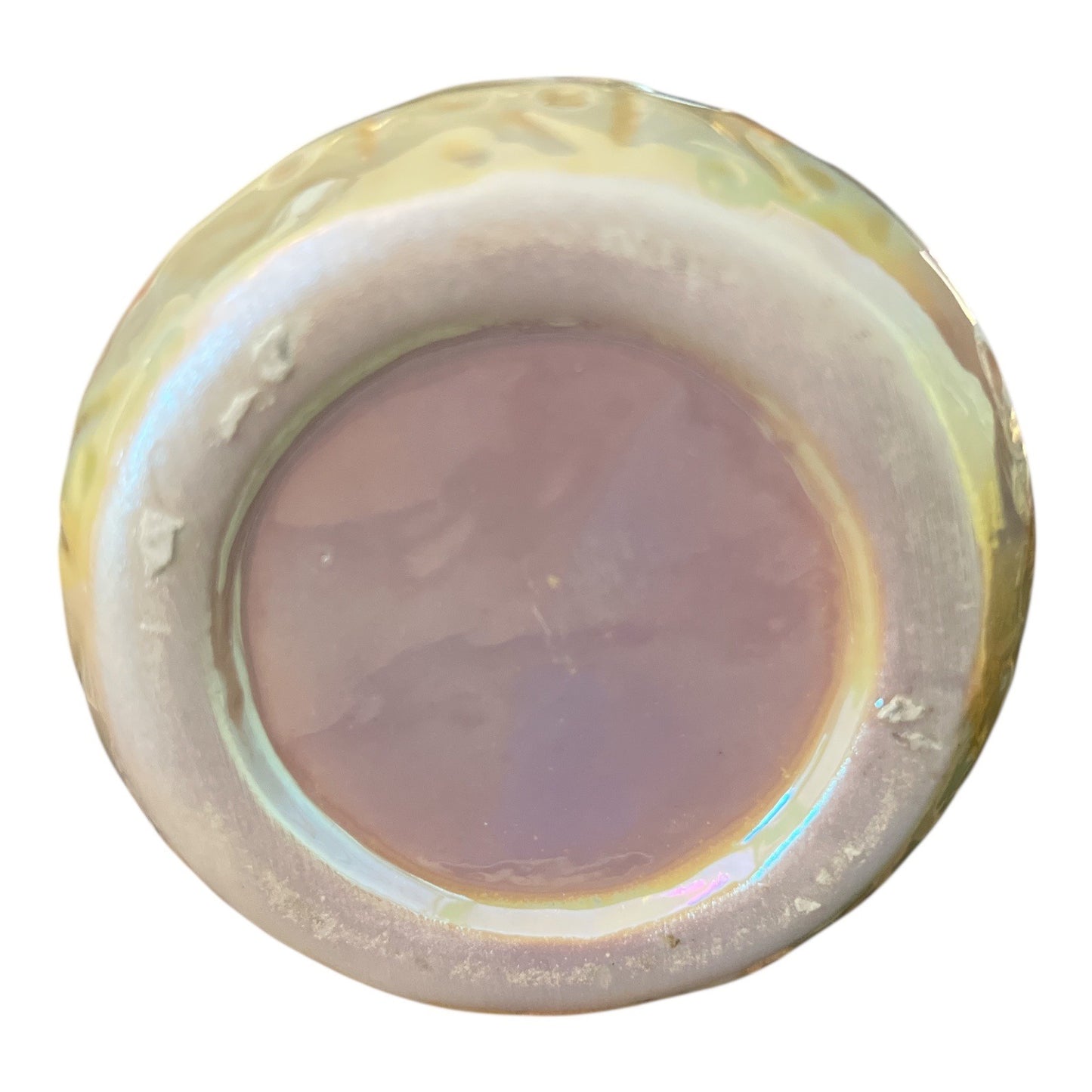 Vintage Iridescent Ceramic Flower Vase – Raised Floral Detail – 6" x 3"