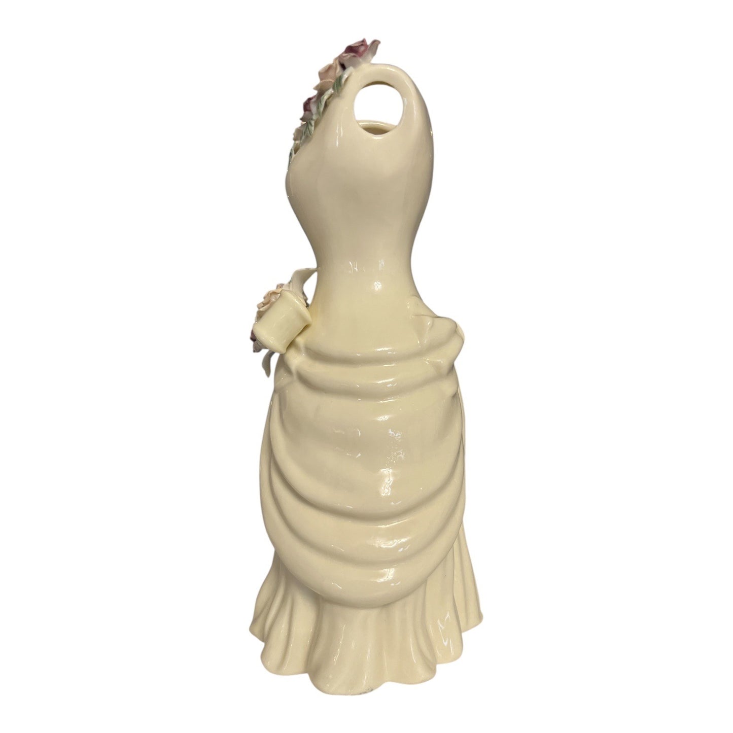A Special Place Ceramic Dress Vase – Ivory with Pink & Cream Roses – 2001