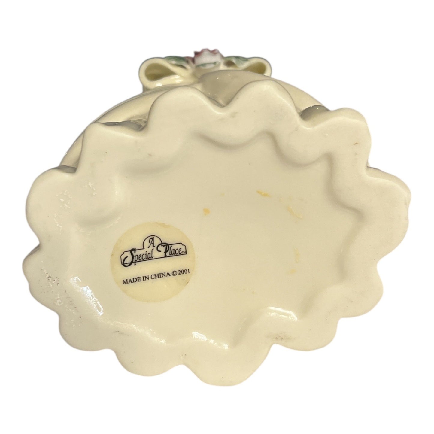 A Special Place Ceramic Dress Vase – Ivory with Pink & Cream Roses – 2001