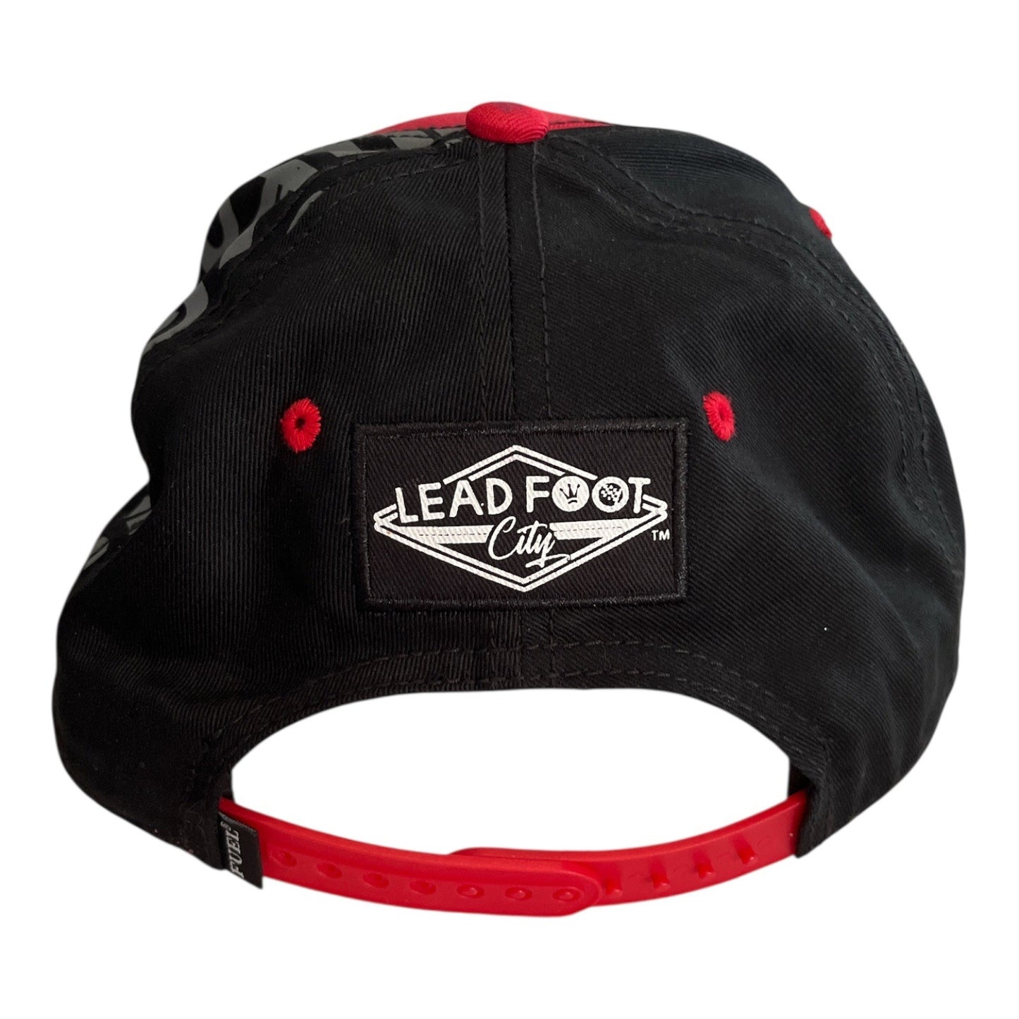 Lead Foot City Snapback Hat Red Black Graphic Cap 100% Cotton Adjustable Strapback Circa 2020s