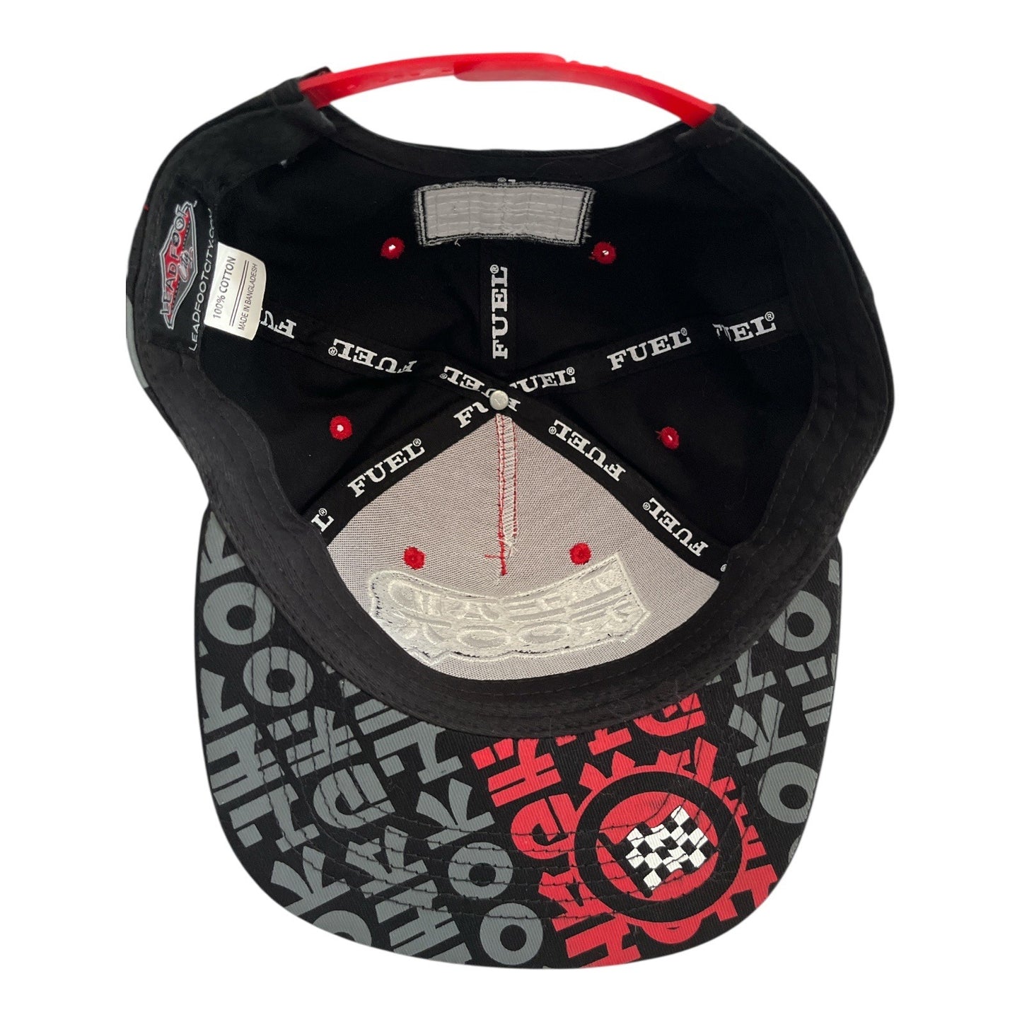 Lead Foot City Snapback Hat Red Black Graphic Cap 100% Cotton Adjustable Strapback Circa 2020s