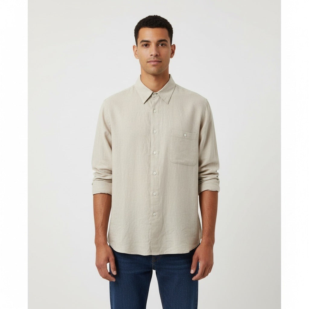 VTG Eddie Bauer A|K|A Linen Button Down Shirt Beige XXL