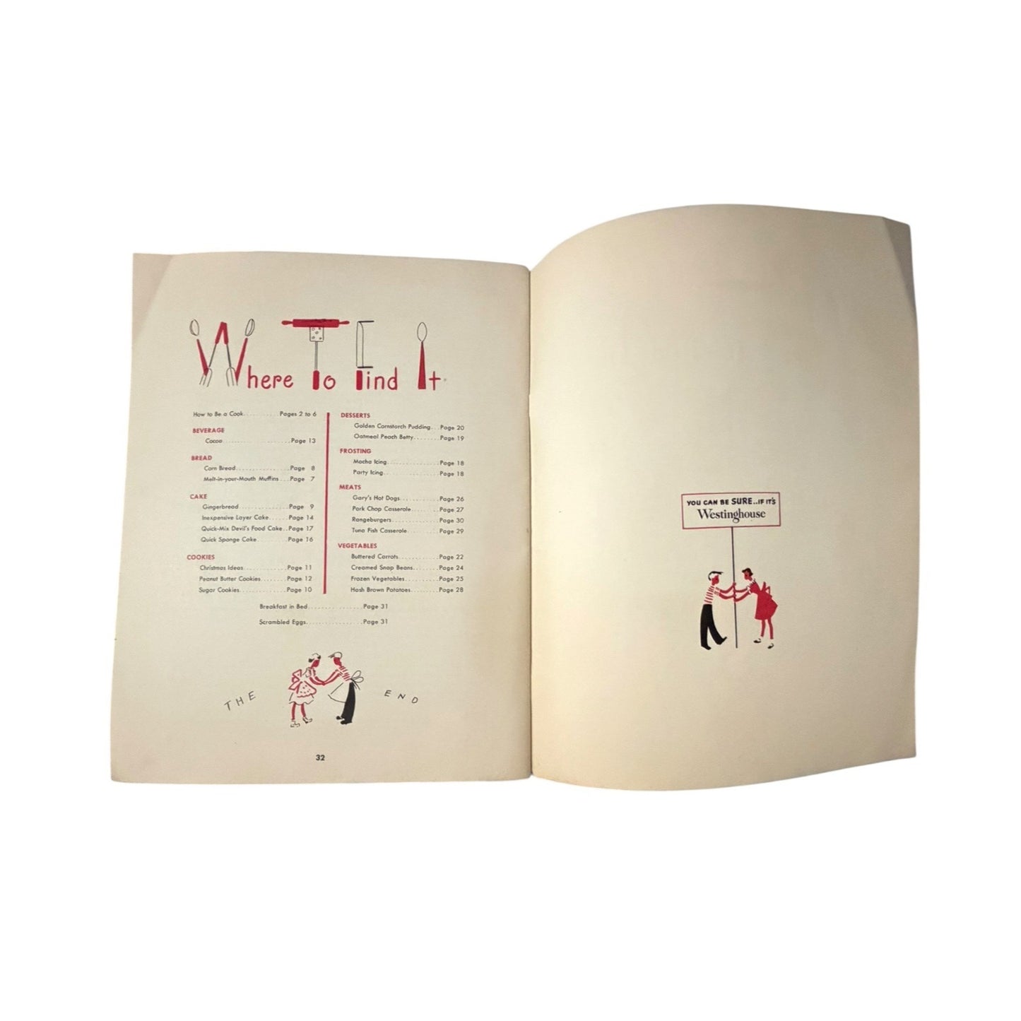 Vintage 1950 Sugar An' Spice and All Things Nice Children's Cookbook Westinghouse Julia Kiene Mid Century Recipes