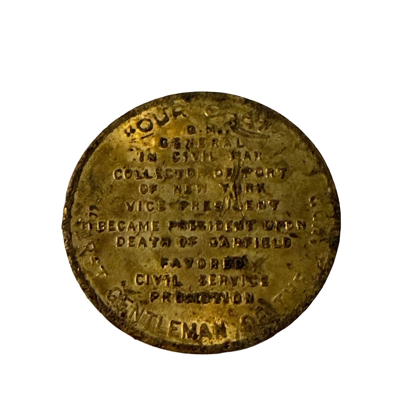 Vintage Chester A. Arthur Great American Presidential Token Medal Civil Service Reform Souvenir