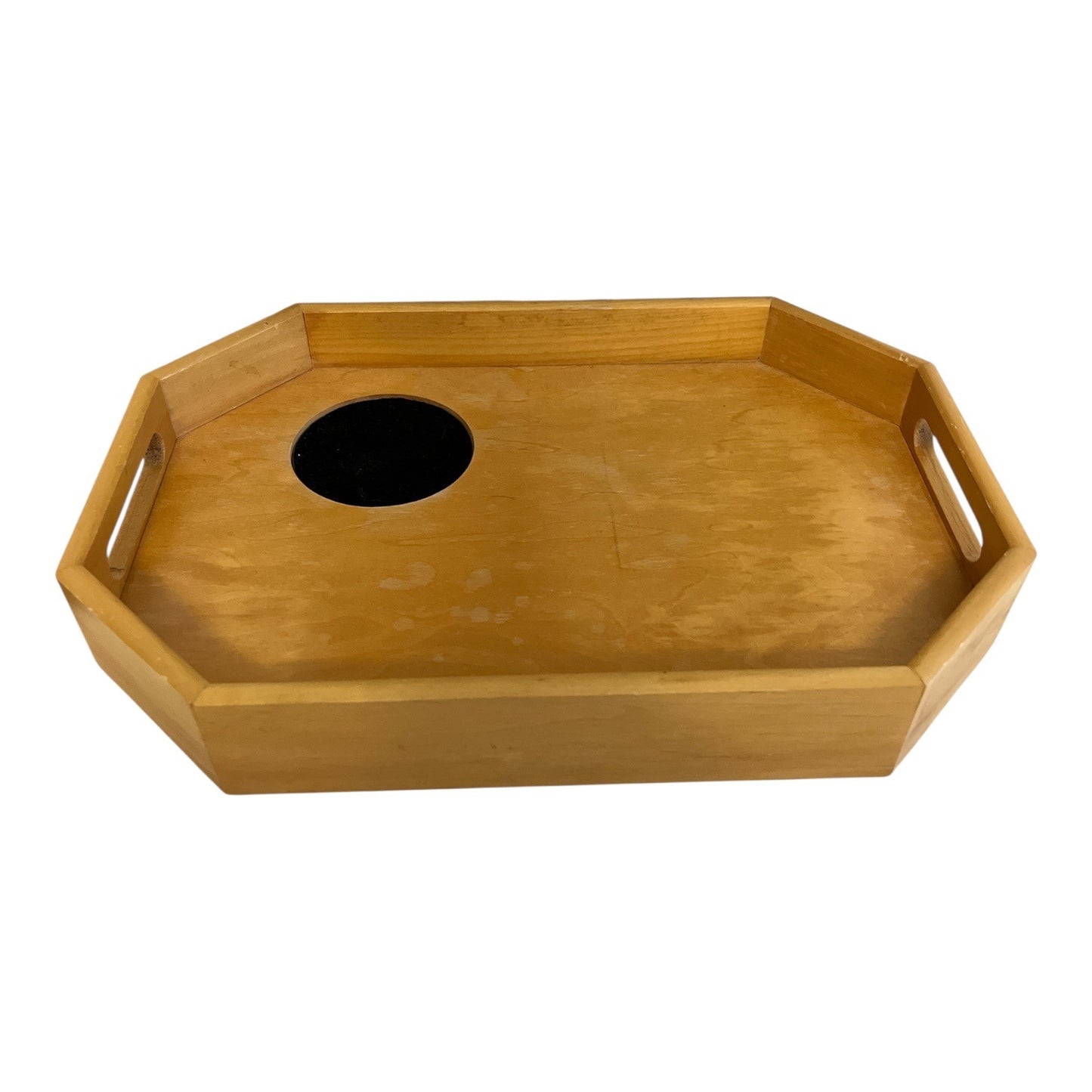 Vintage Wooden Over-Arm Sofa Tray with Cup Holder – Made in Taiwan R.O.C.