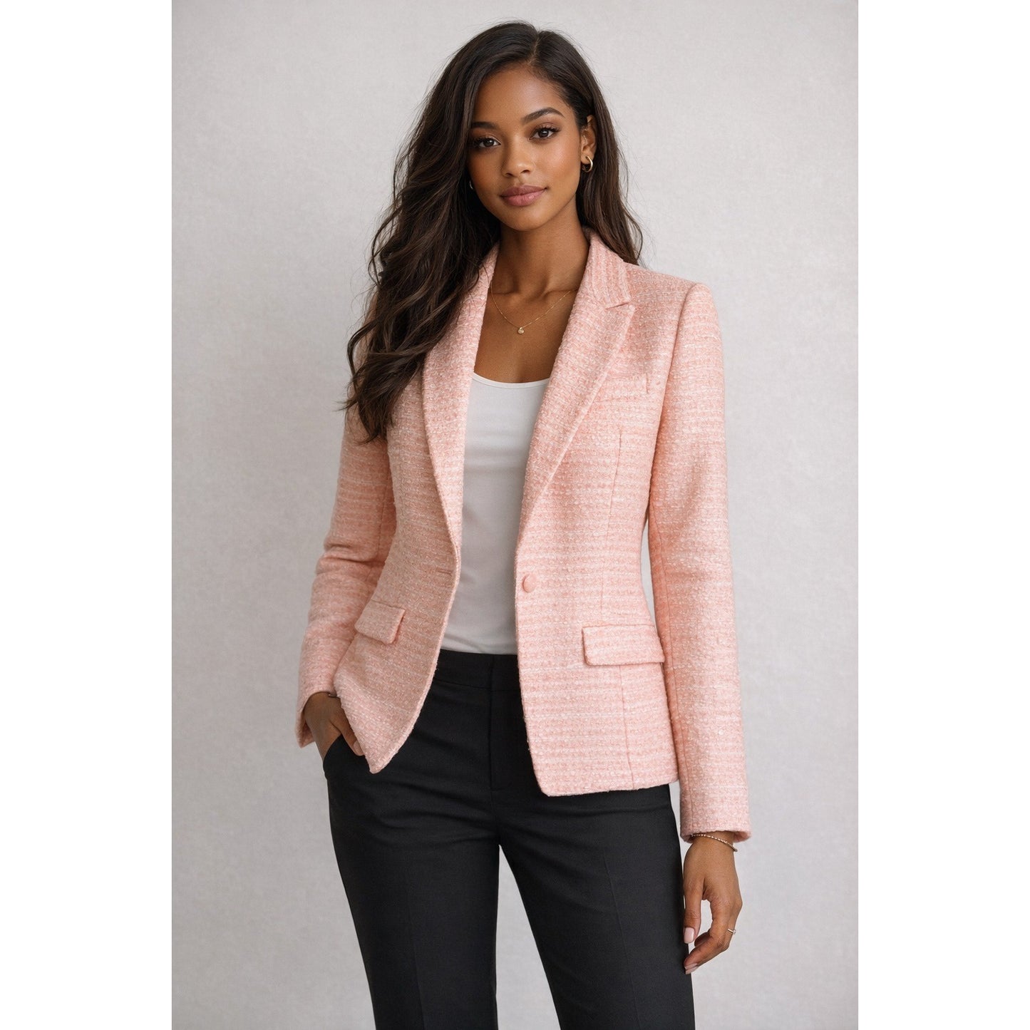 Calvin Klein Pink Tweed Blazer Jacket Women’s Size 4