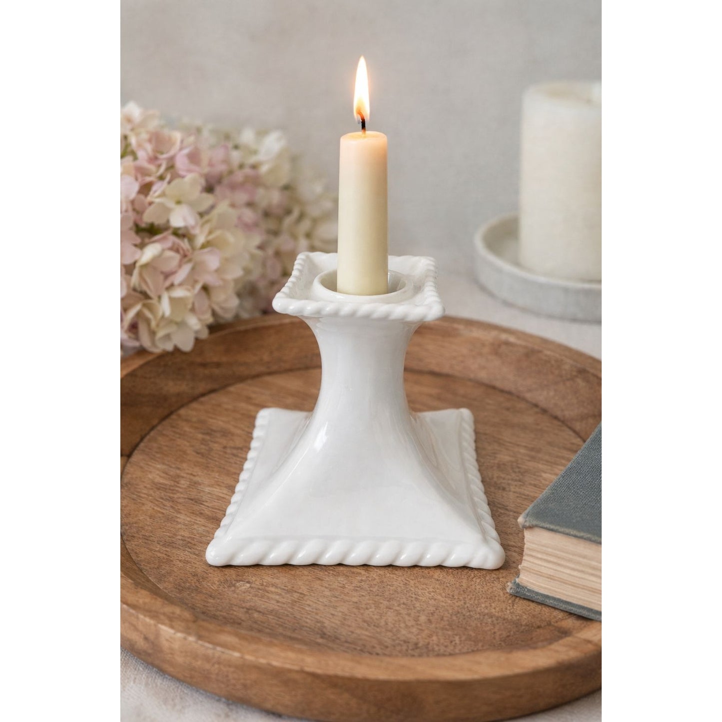 Vintage Rynne China Co Milk Glass Style Square Candle Holder Japan