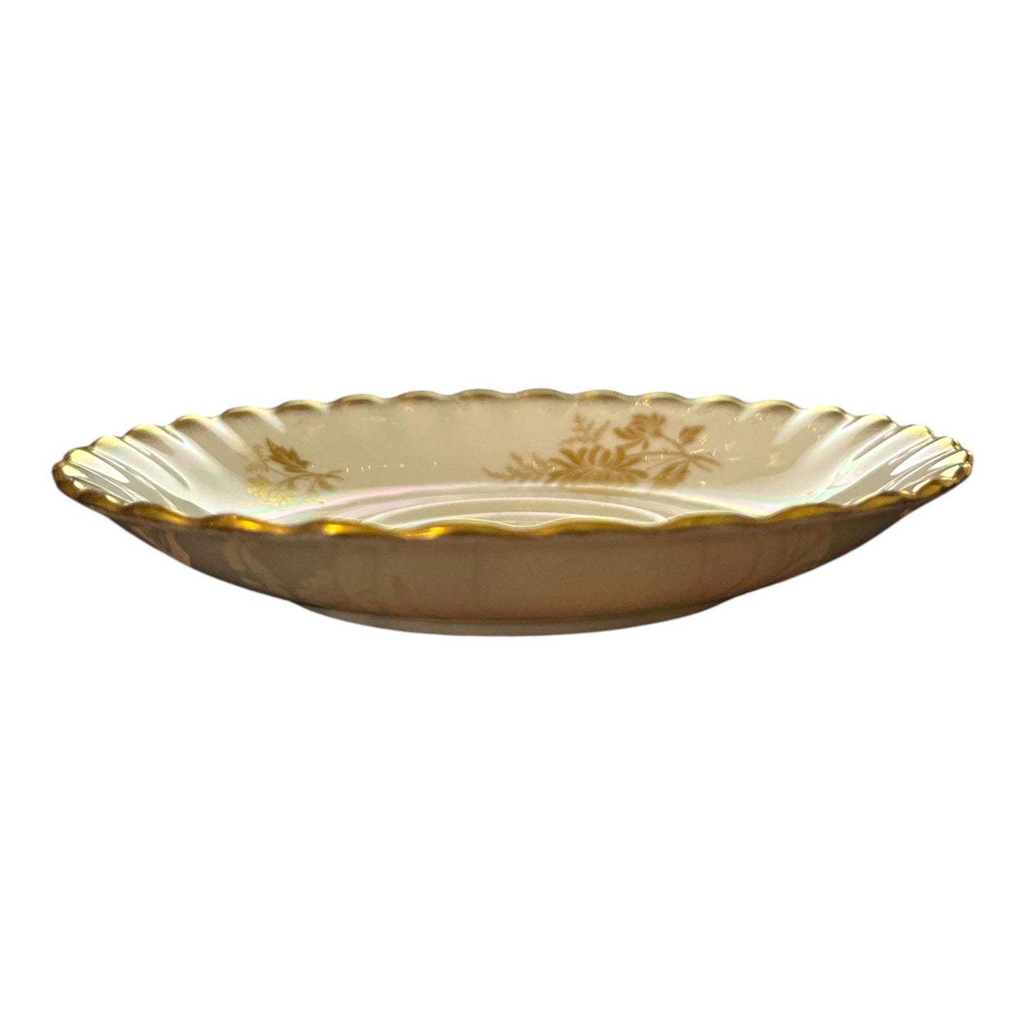 Vintage Royal Albert “Golden Glory” Bone China Saucer – England – Gold Floral Scalloped Edge