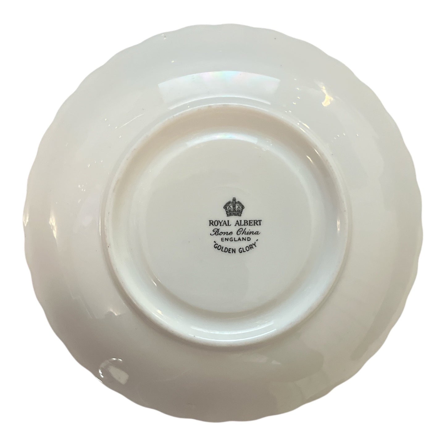 Vintage Royal Albert “Golden Glory” Bone China Saucer – England – Gold Floral Scalloped Edge