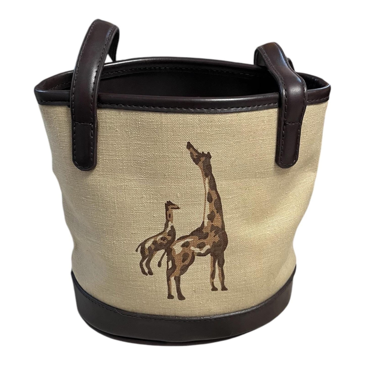 Liz Claiborne Canvas Bucket Bag - Giraffe & Palm Tree Beaded