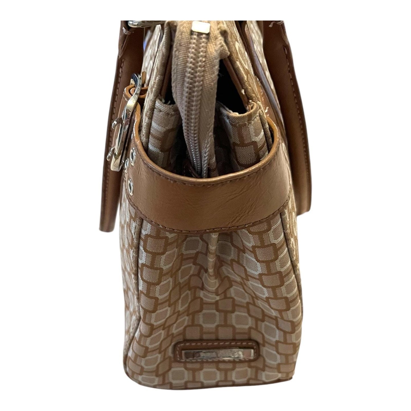 Vintage Nine West Geometric Print Tote Bag – Tan & Beige