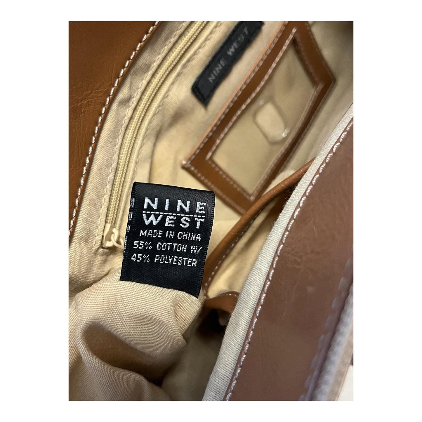 Vintage Nine West Geometric Print Tote Bag – Tan & Beige