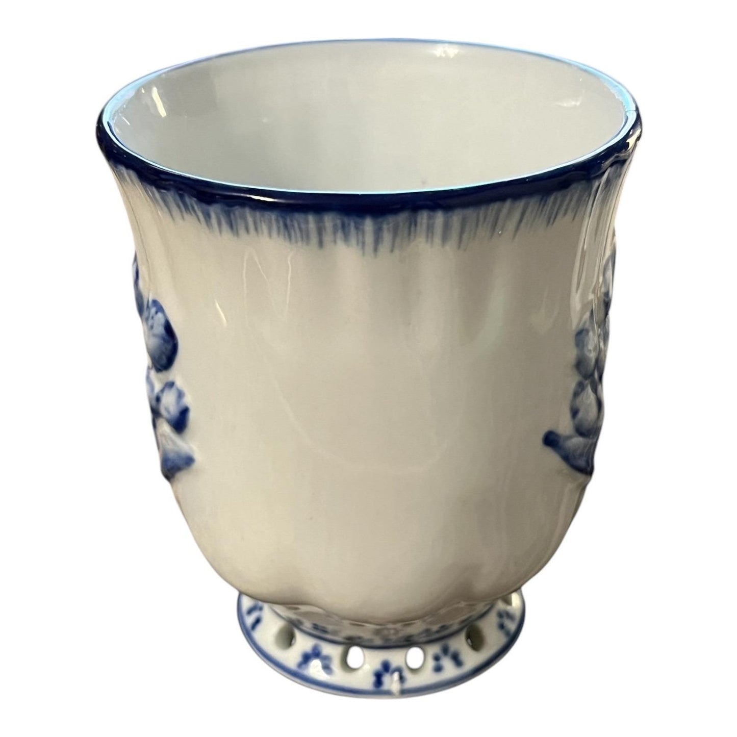 Vintage Royal Twickel Delftware Mug – Hand-Painted Blue Tulip Design – 3.75" x 3.25"