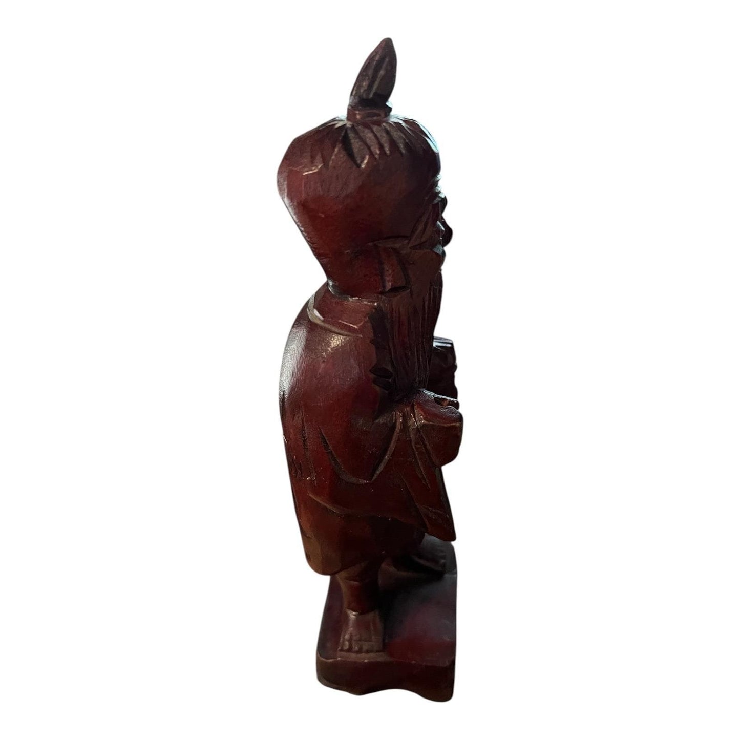 Vintage Chinese Shou Xing Figurine – Hand-Carved Wood – 8” Tall
