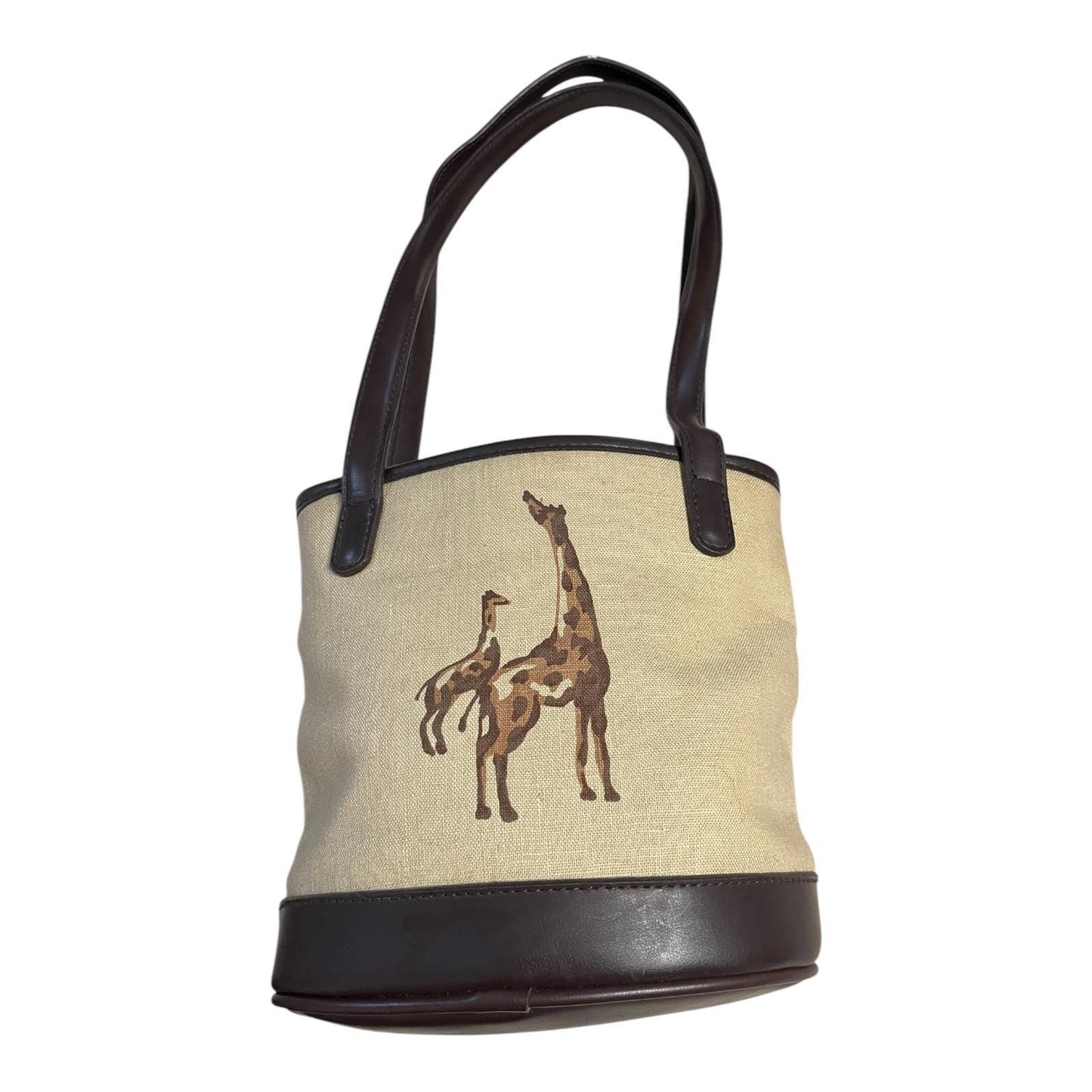 Liz Claiborne Canvas Bucket Bag - Giraffe & Palm Tree Beaded
