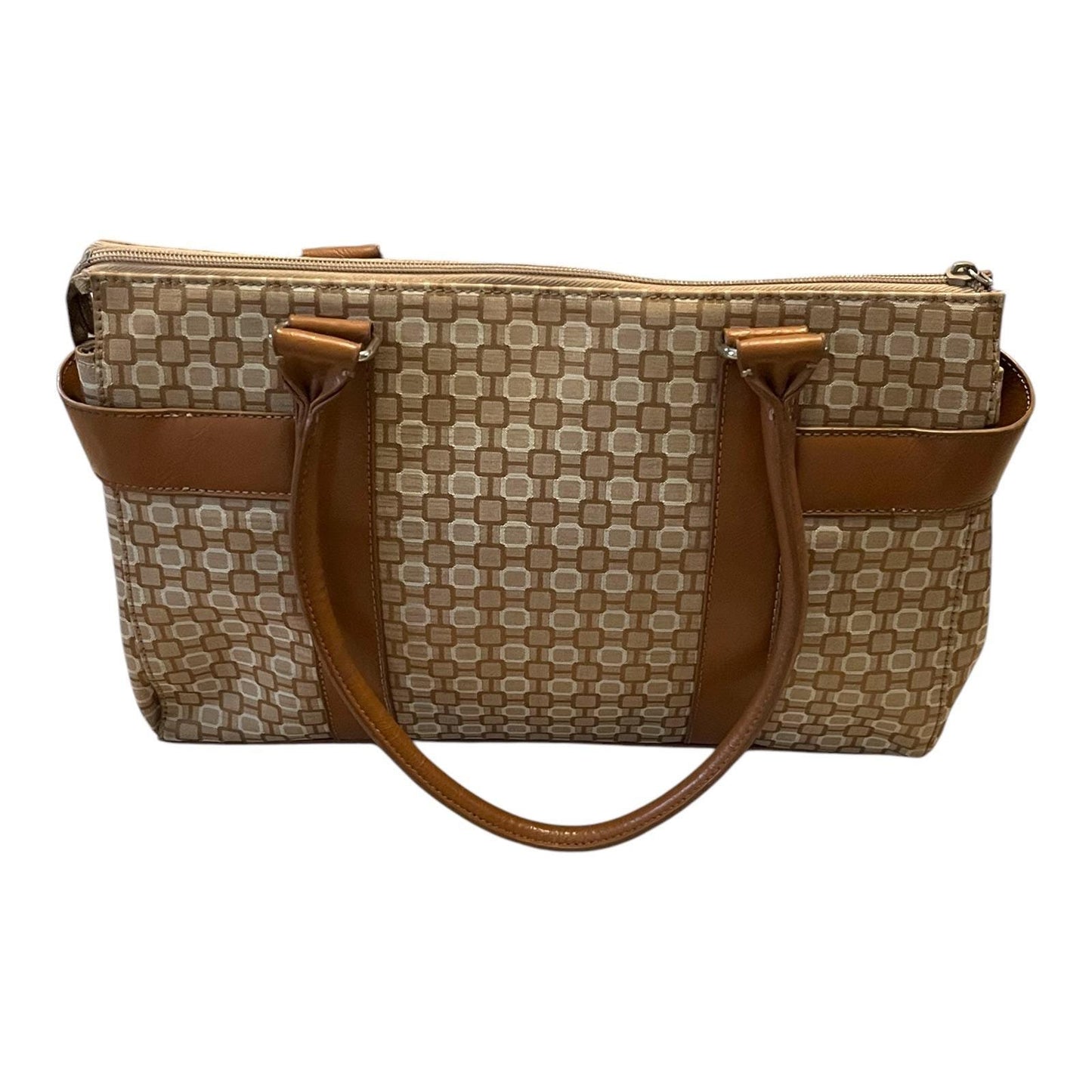 Vintage Nine West Geometric Print Tote Bag – Tan & Beige