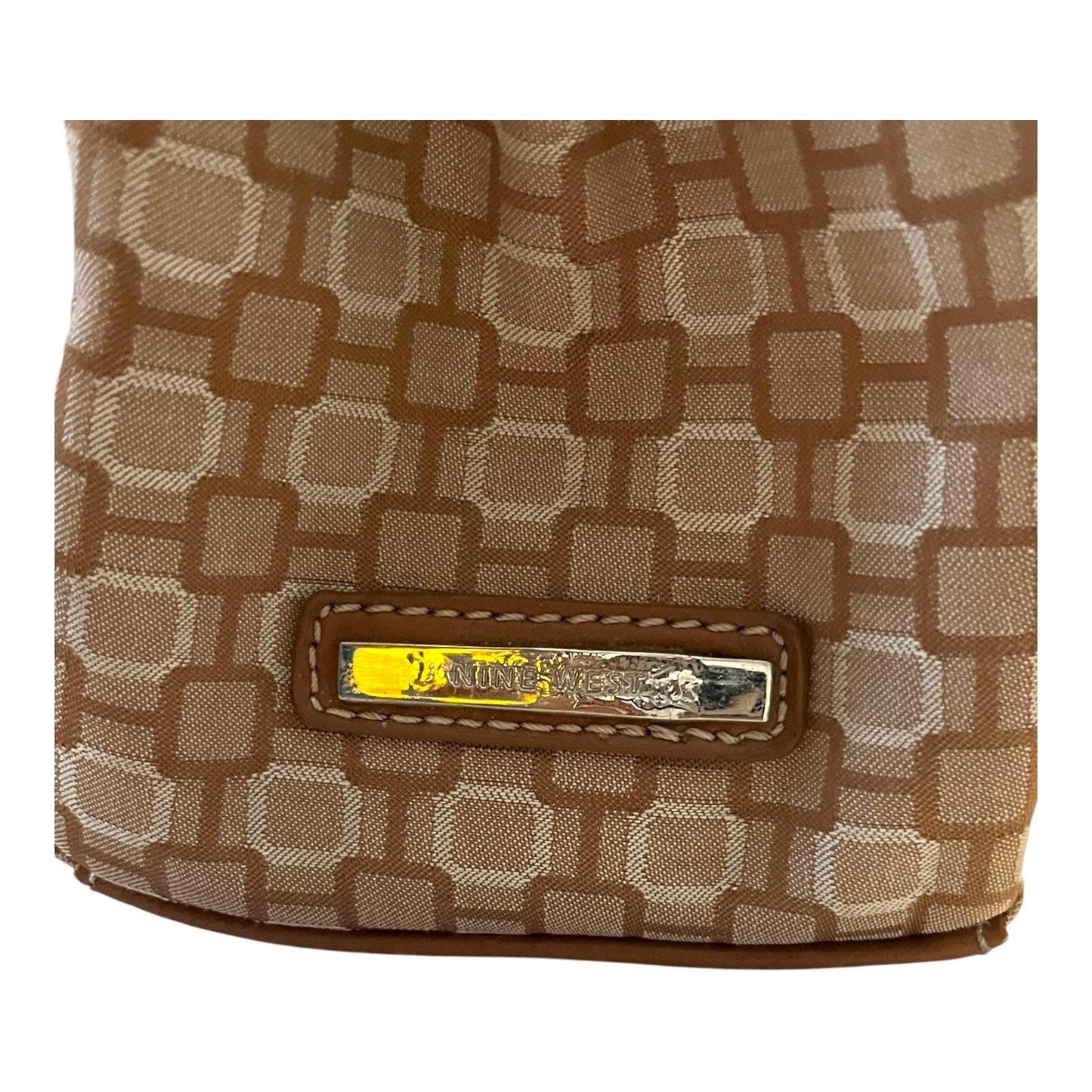 Vintage Nine West Geometric Print Tote Bag – Tan & Beige