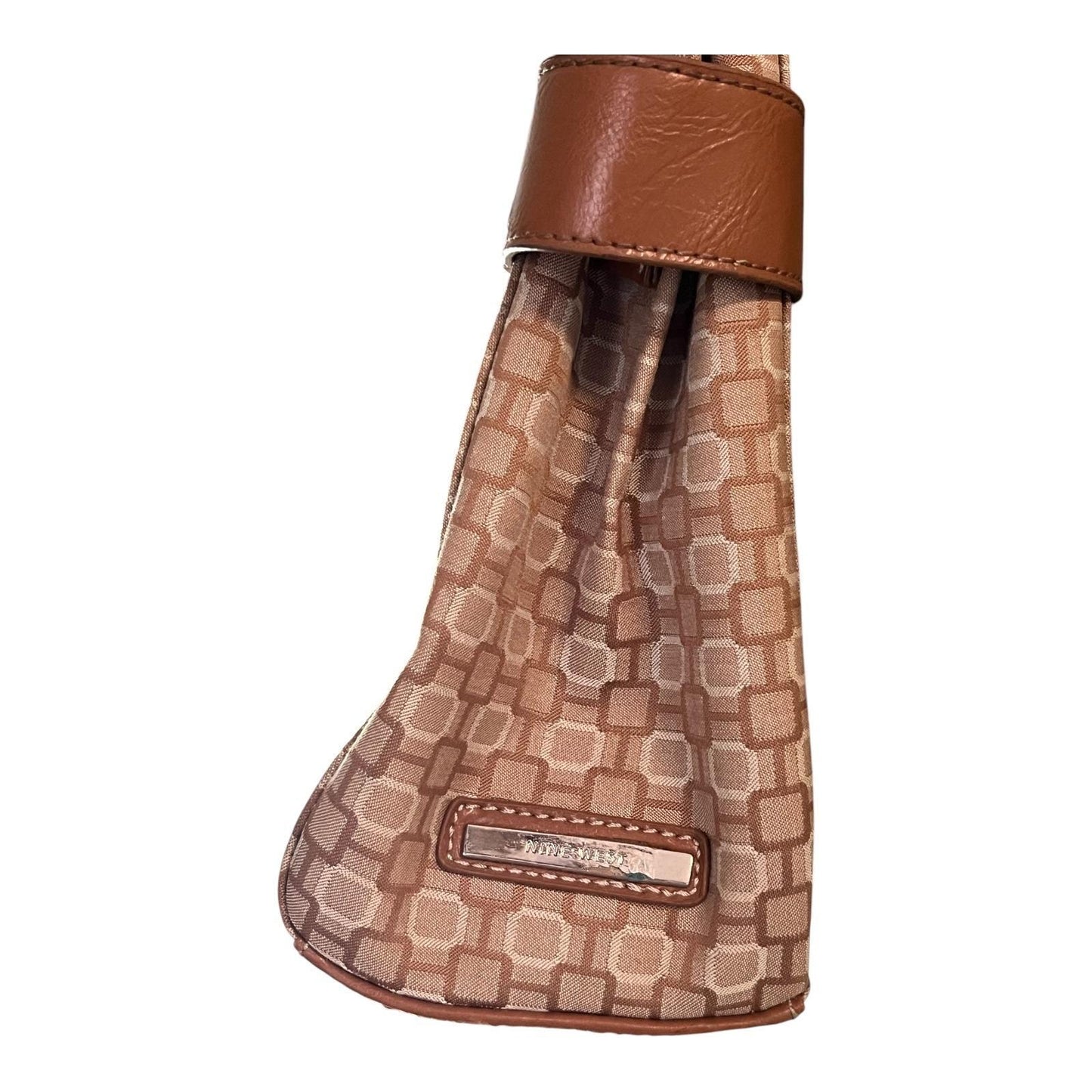 Vintage Nine West Geometric Print Tote Bag – Tan & Beige