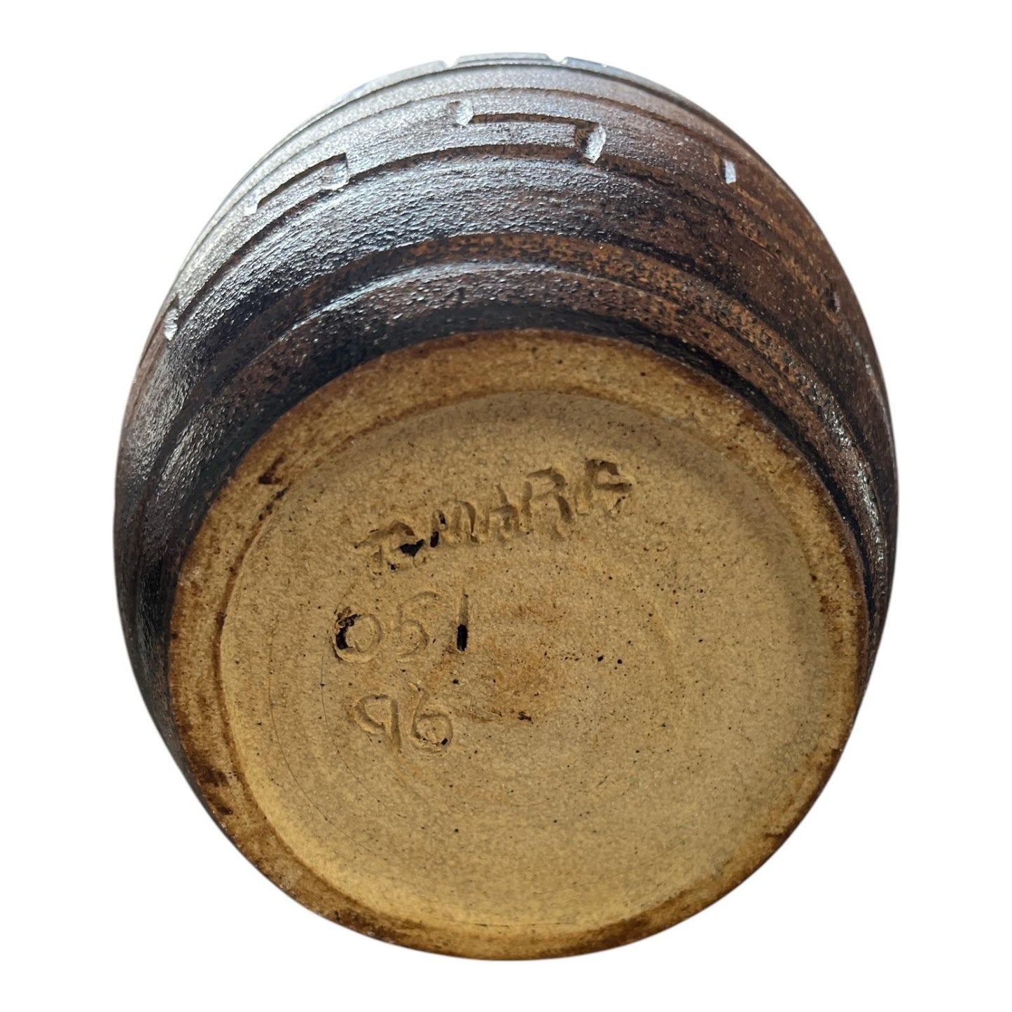 Handcrafted Brown Ceramic Vase – Signed by Tom R (1996)