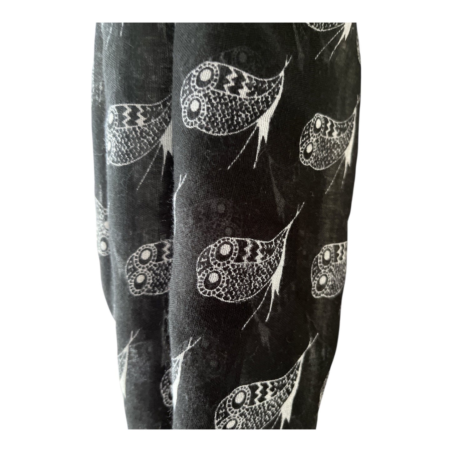 Copper Key Black Infinity Scarf with White Owl Print | 64” Loop | One Size Polyester
