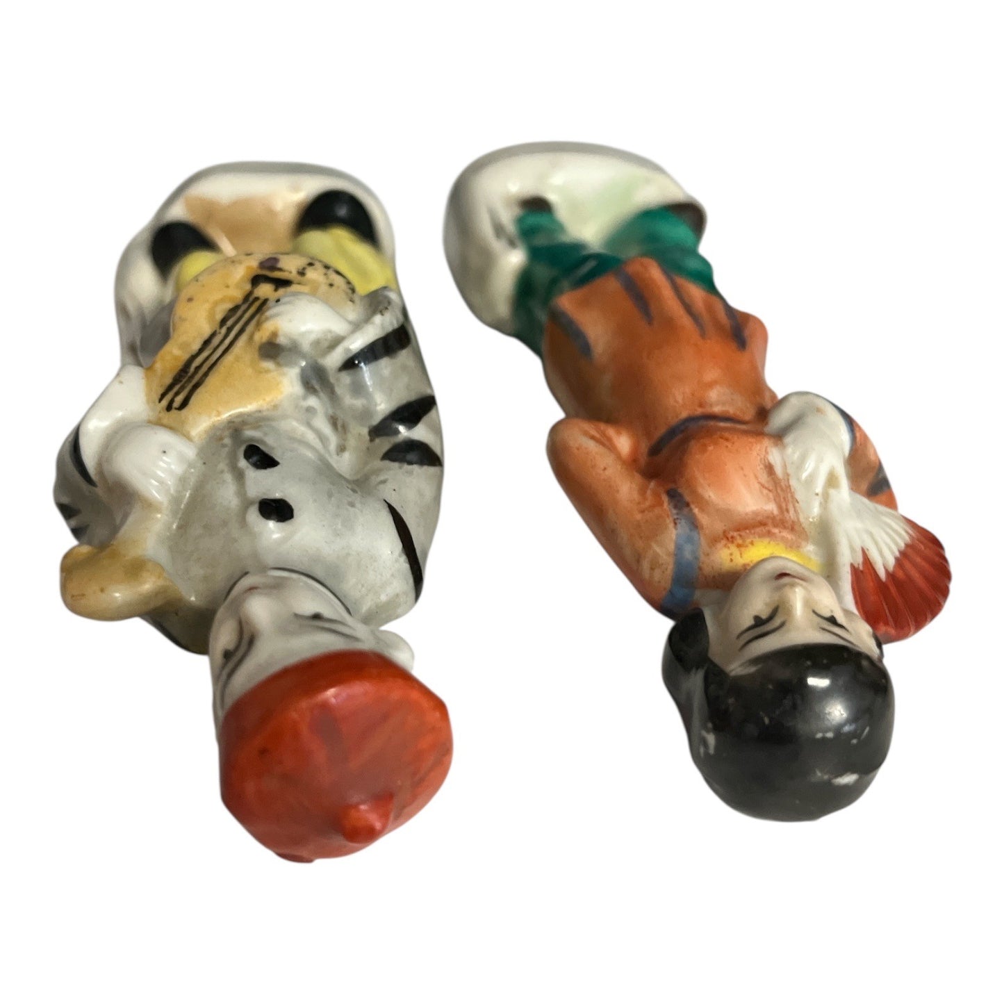 Vintage Made in Japan Asian Figurines – Musician & Fan Dancer Pair, Hand Painted, 5”