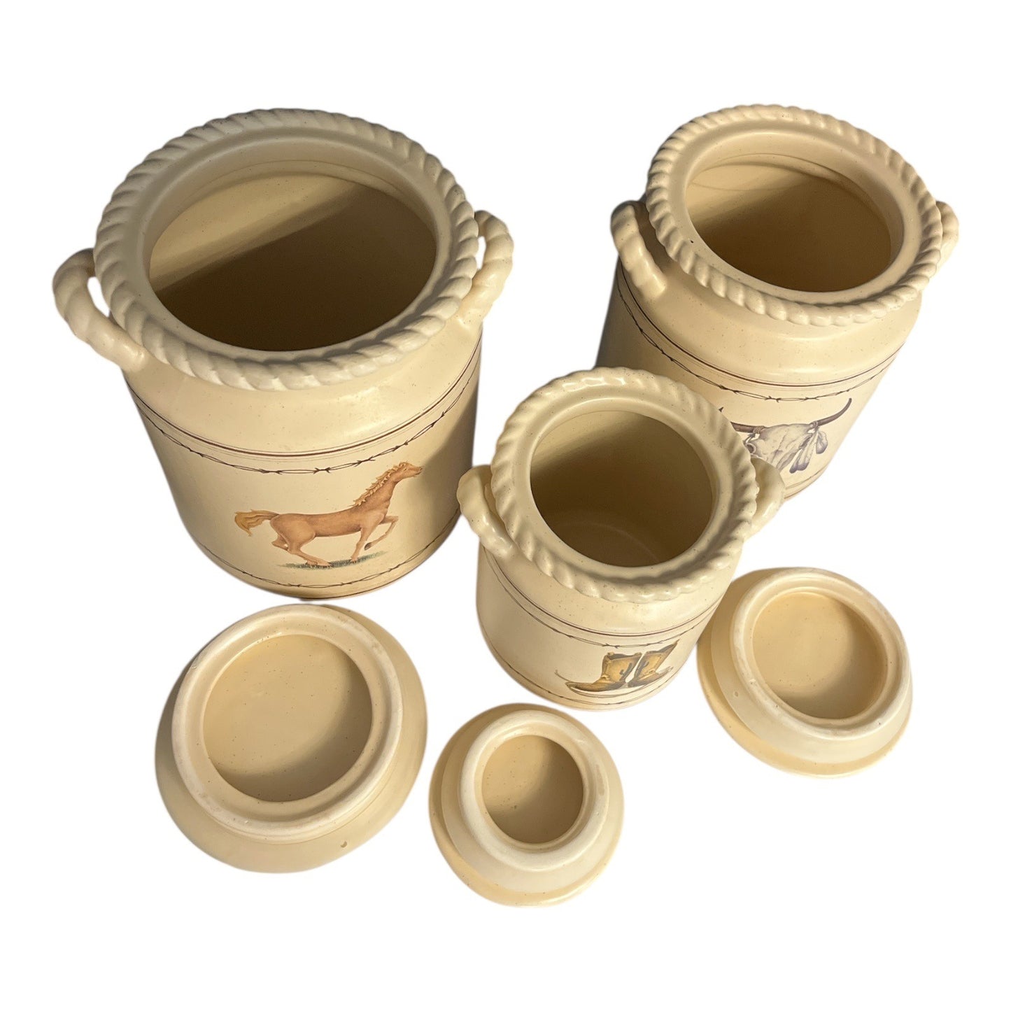 World China VTG Southwestern Canister Set of 3 | Desert Wildlife Design | Ceramic Kitchen Storage Jars