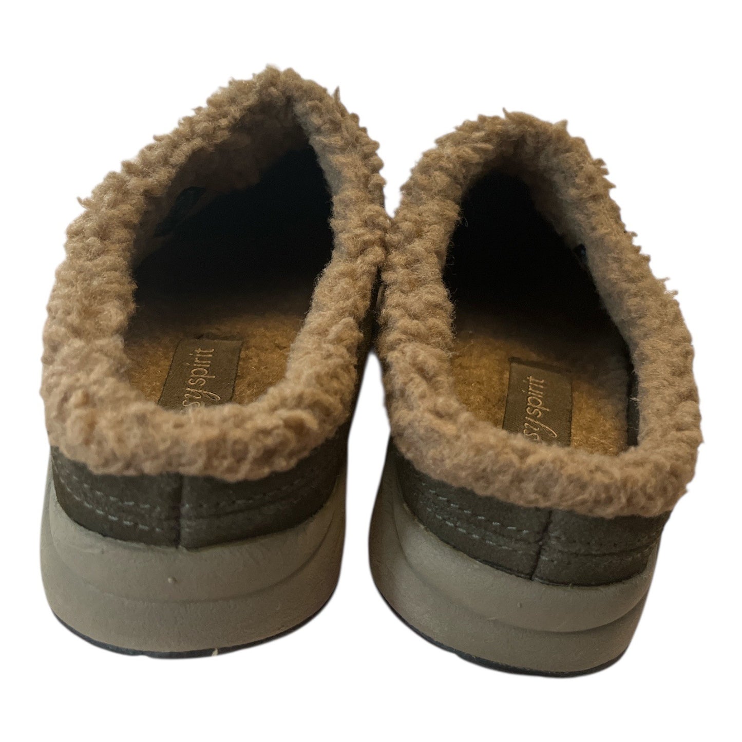 Easy Spirit Tierras Shearling-Lined Leather Clogs – Women’s Size 6.5 – Brown Slip-On Comfort Shoes – 2010s