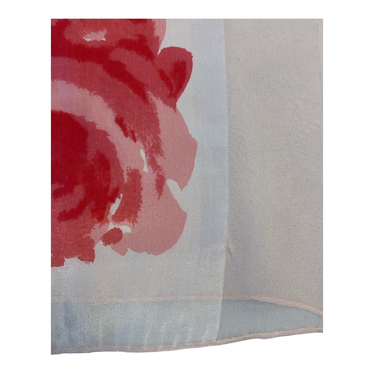 Vintage Vera Neumann Rose Silk Scarf – 1960s Floral Print Japan-Made – Hand Rolled Hem – Pink Red Green – 44 x 19