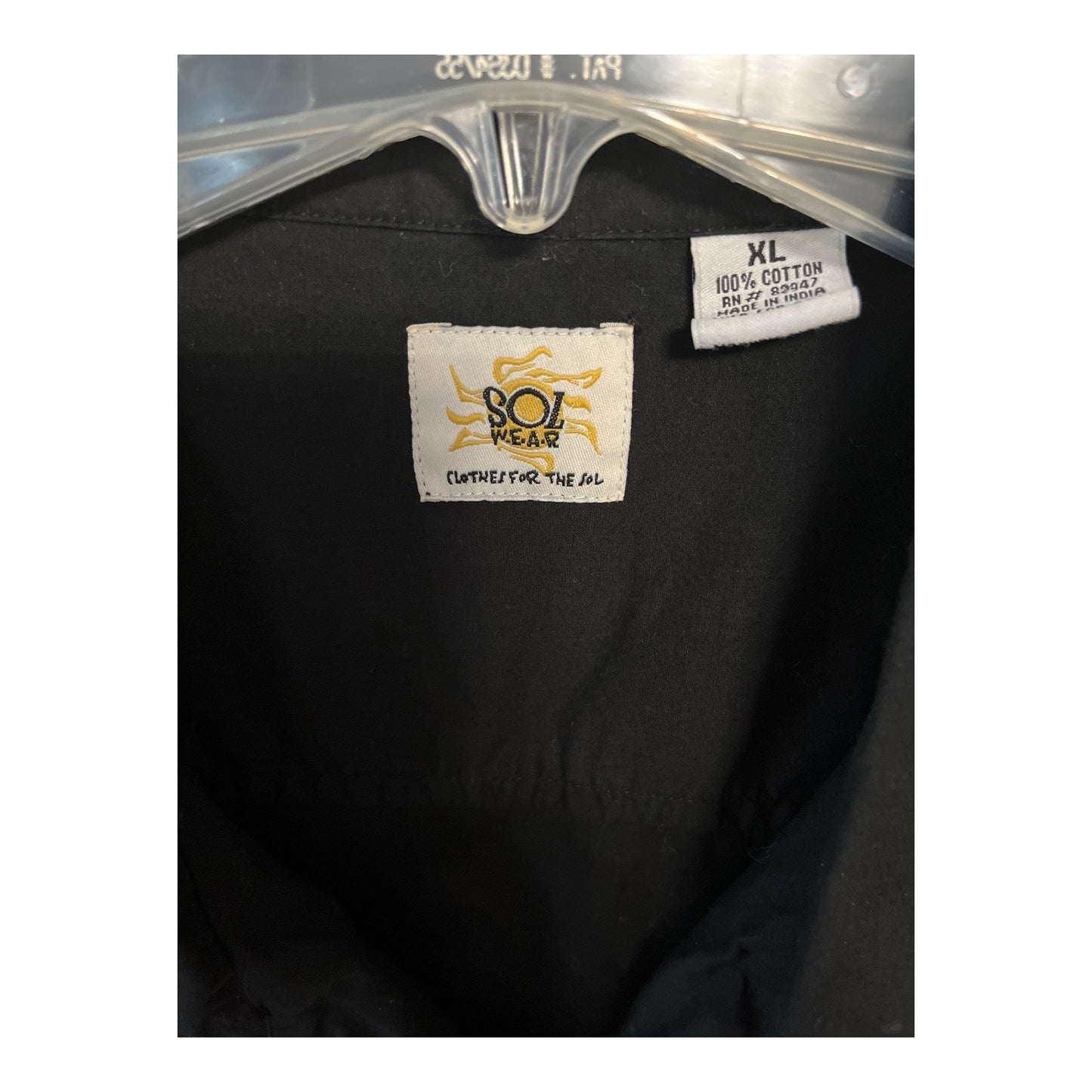 Vintage 2000s Sol Wear Pineapple Shirt Men’s XL – Black Embroidered Hawaiian Button Down Cotton Top