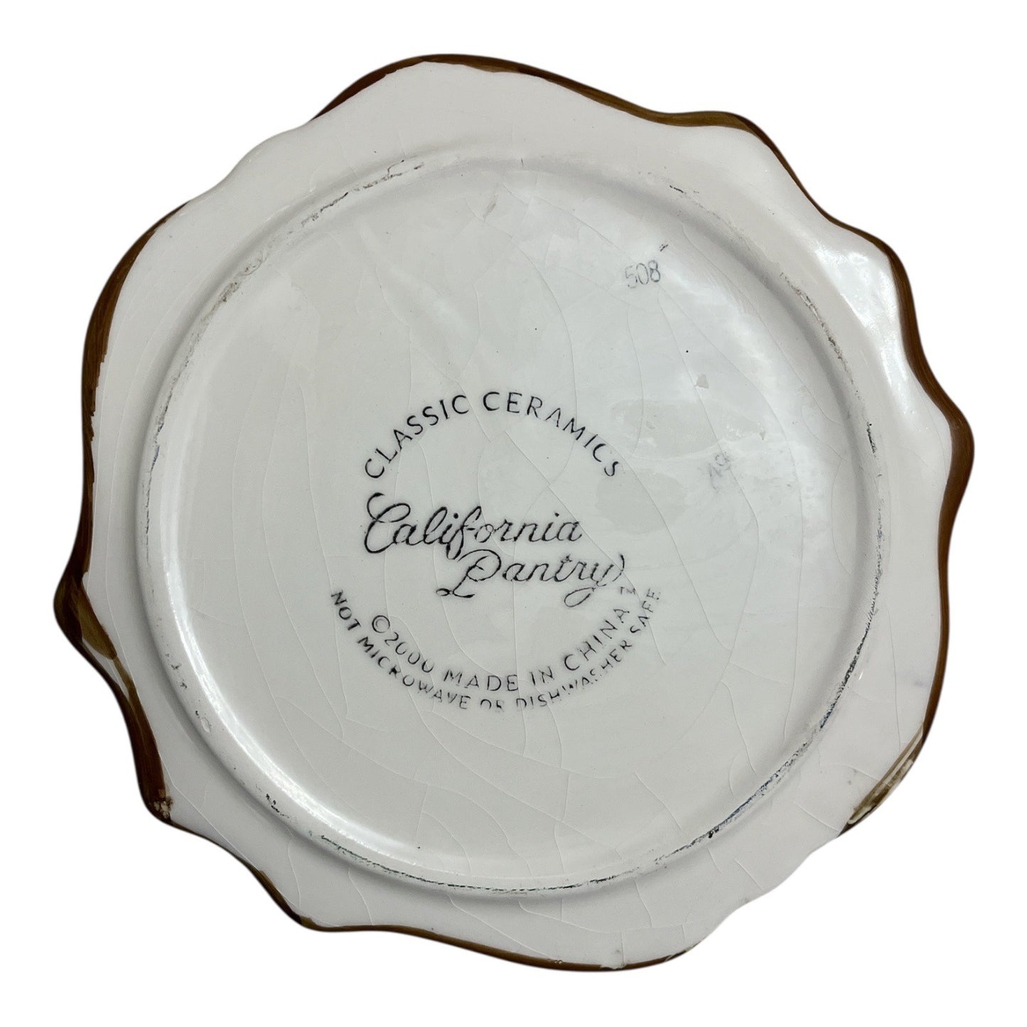 2000 California Pantry Classic Ceramics Plate – Blue Floral & Scroll Shell Design