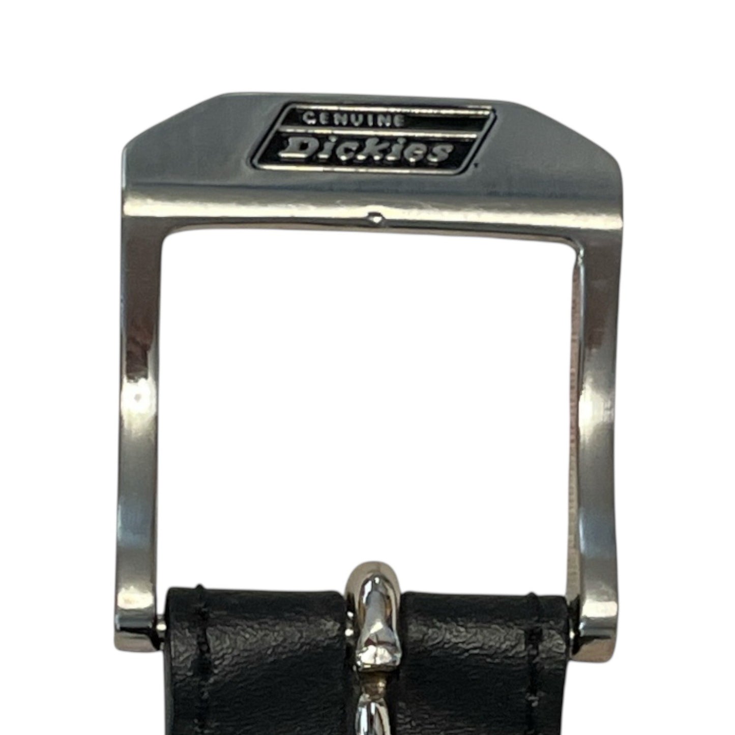 Genuine Dickies Men’s Black Faux Leather Belt with Logo Buckle – 43” x 1.5”