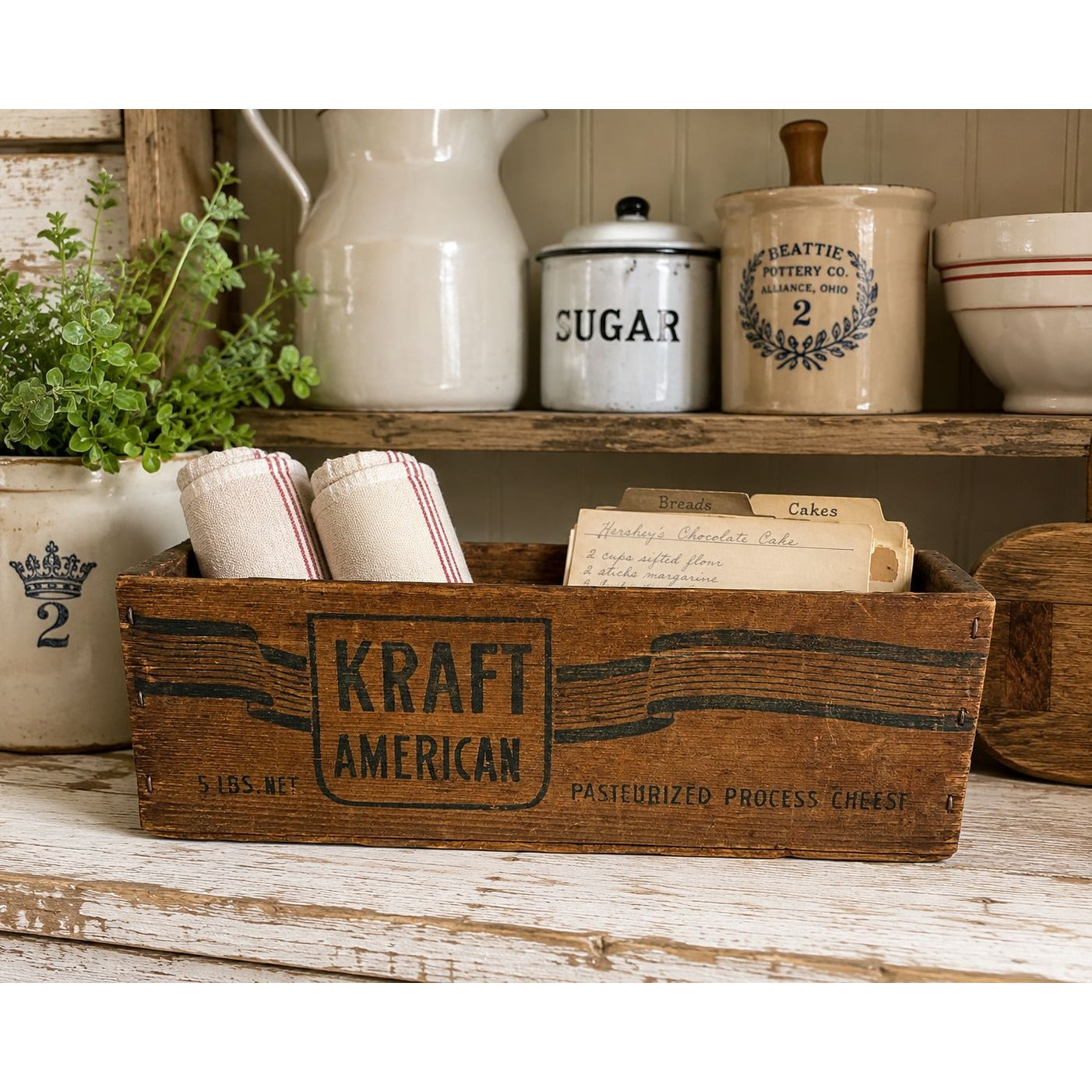 Vintage Kraft American Cheese Wooden Crate Box 5 Lb Advertising Farmhouse Storage