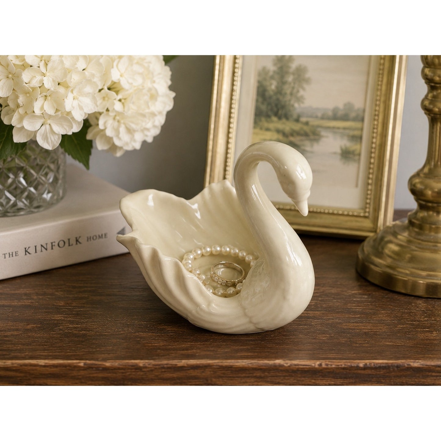 Lenox Ivory Swan Trinket Dish Porcelain Swan Candy Nut Ring Holder Made in USA