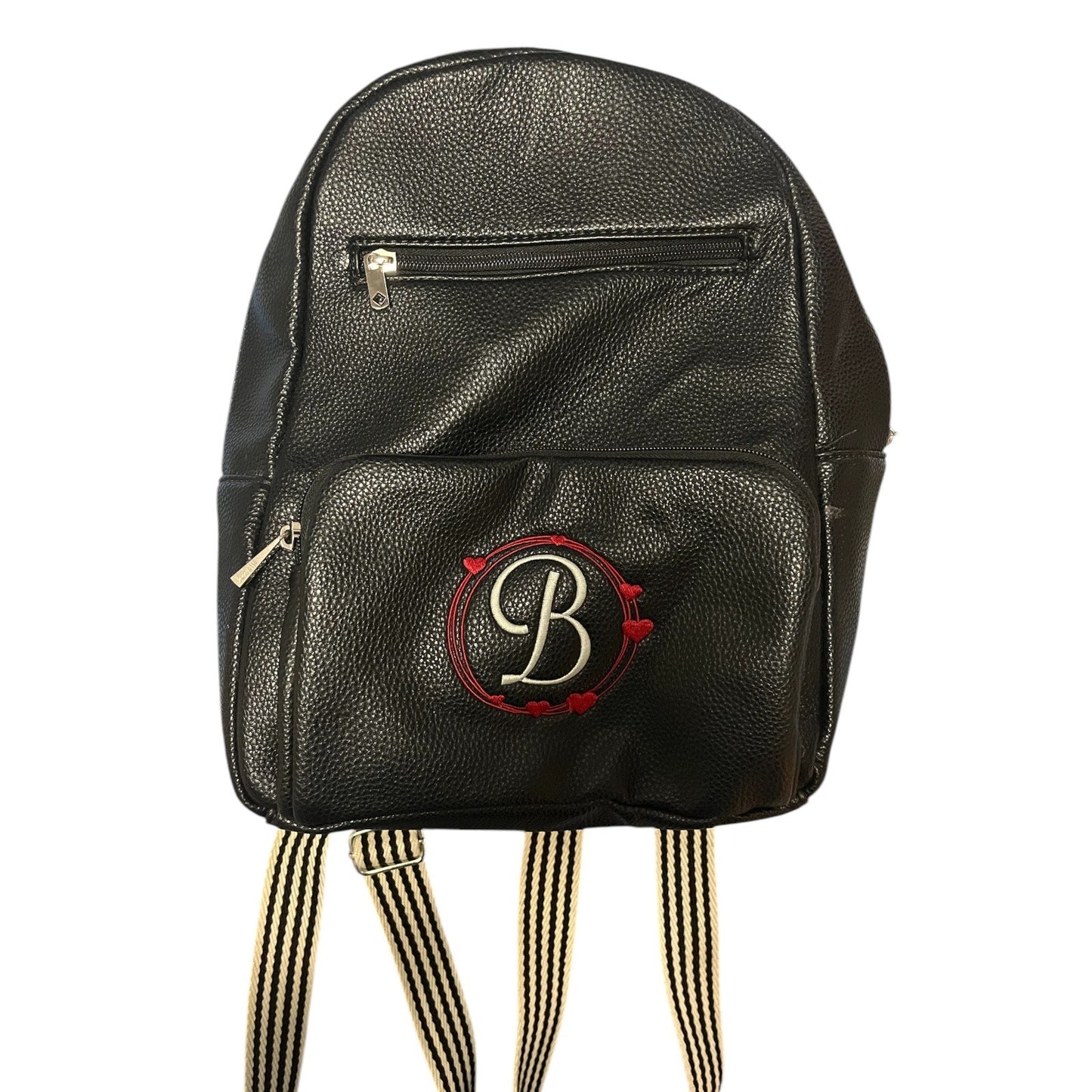Jewell by Thirty-One Black Faux Leather Mini Backpack – Monogram B Logo