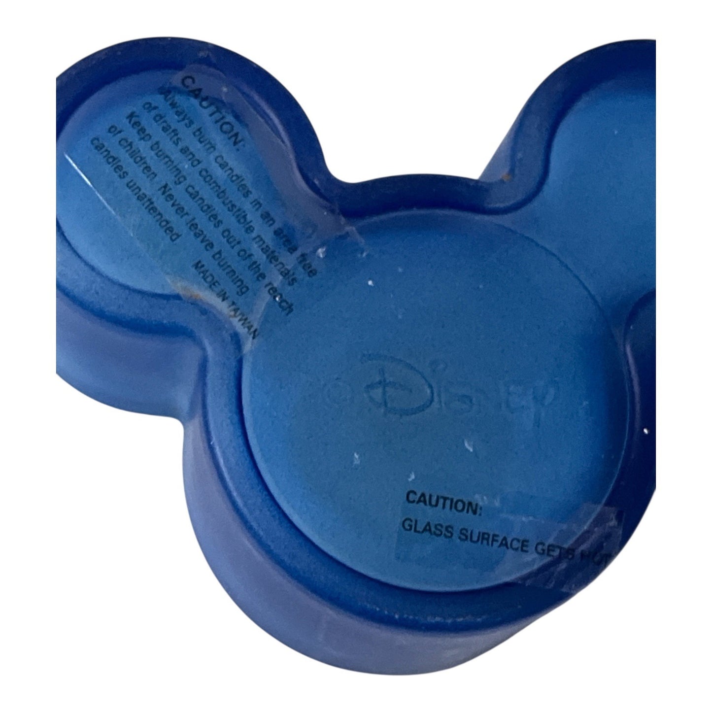 Disney Blue Mickey Mouse Head Shaped Candle Holder with White Candle – Made in Taiwan – 3.5”