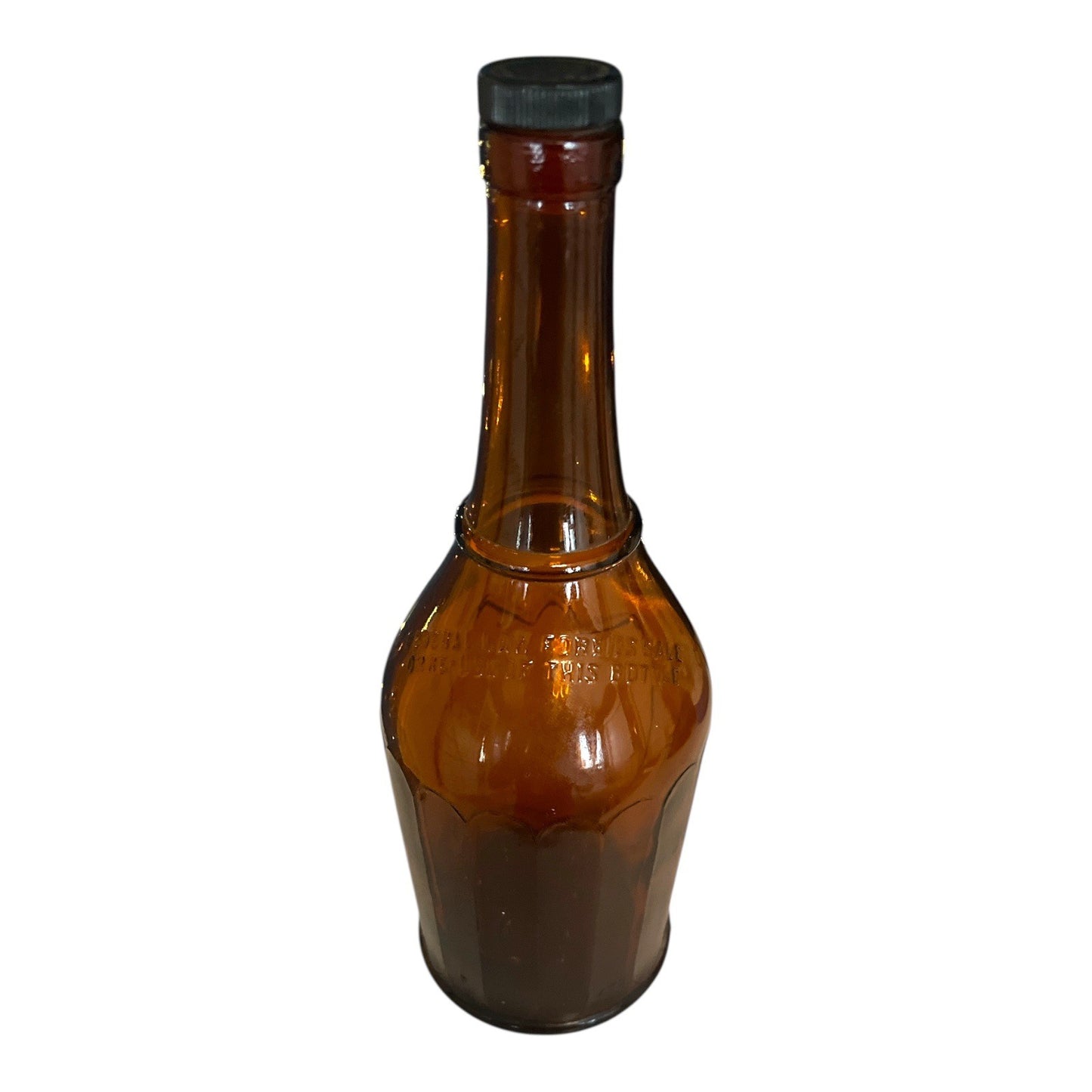Vintage Dimple Haig Whisky Bottle – Amber Glass – 1-44 Marked – Plastic Cap – WWII Era