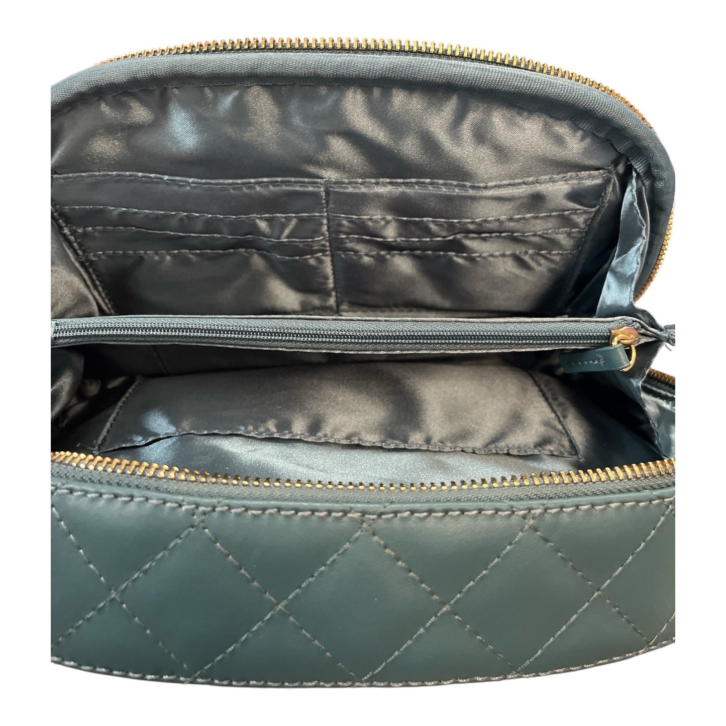 Quilted Green Crossbody Shoulder Bag With Gold Chain & Tassel By Joy & Iman
