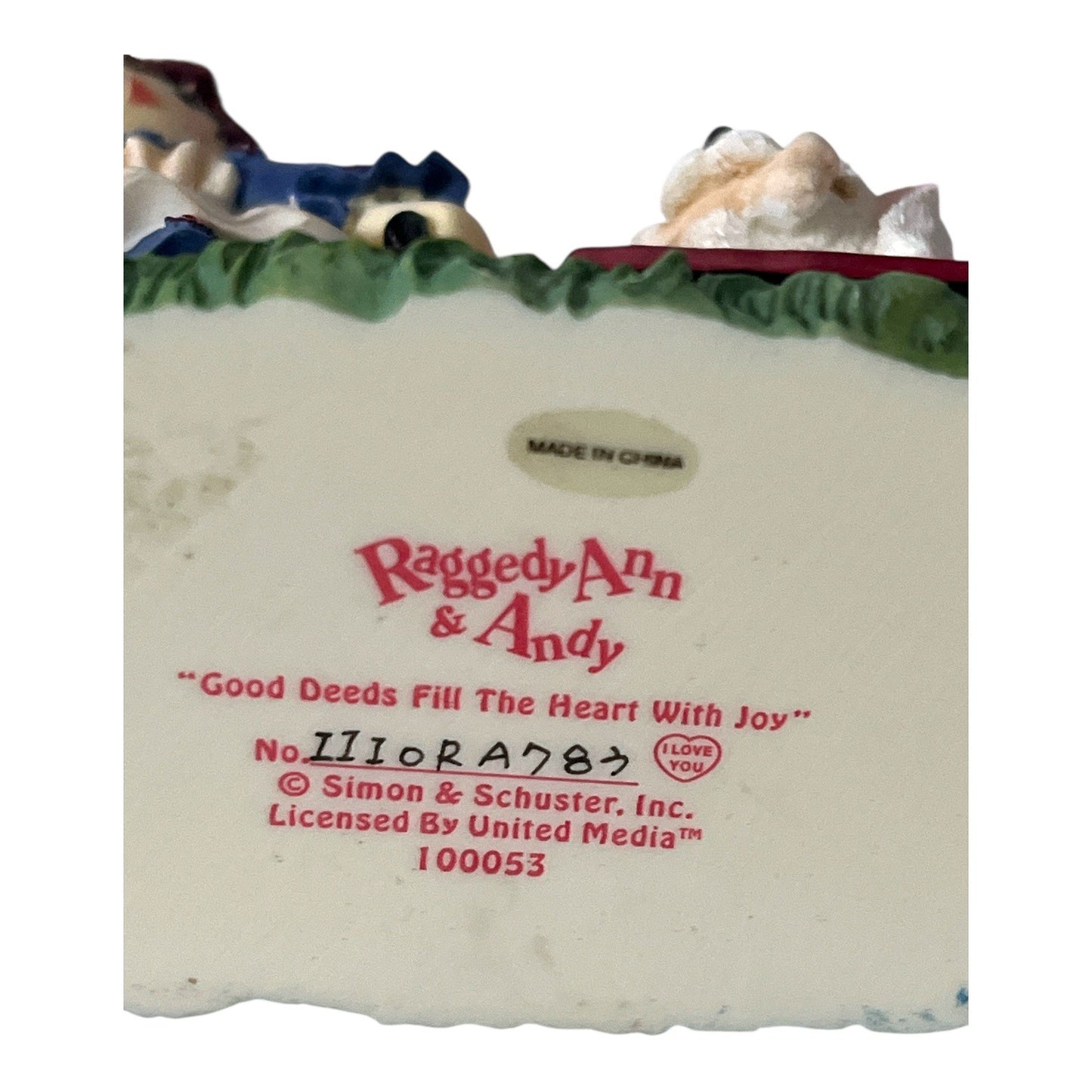 Raggedy Ann & Andy Figurine Girl Pulling Dog Wagon Resin Decor Simon & Schuster