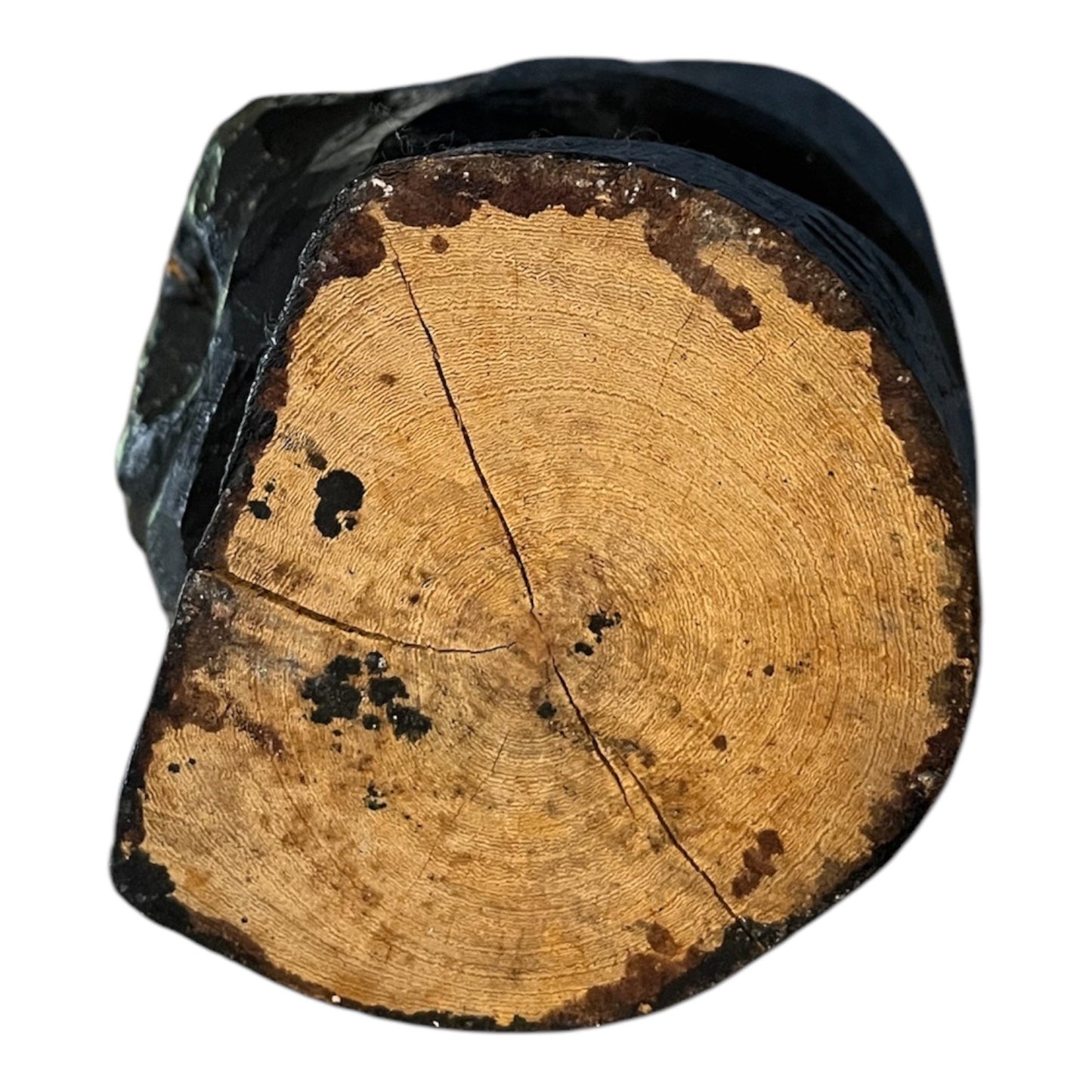 Hand-Carved Wooden Head Sculpture Folk Art Primitive Black Wood Bust