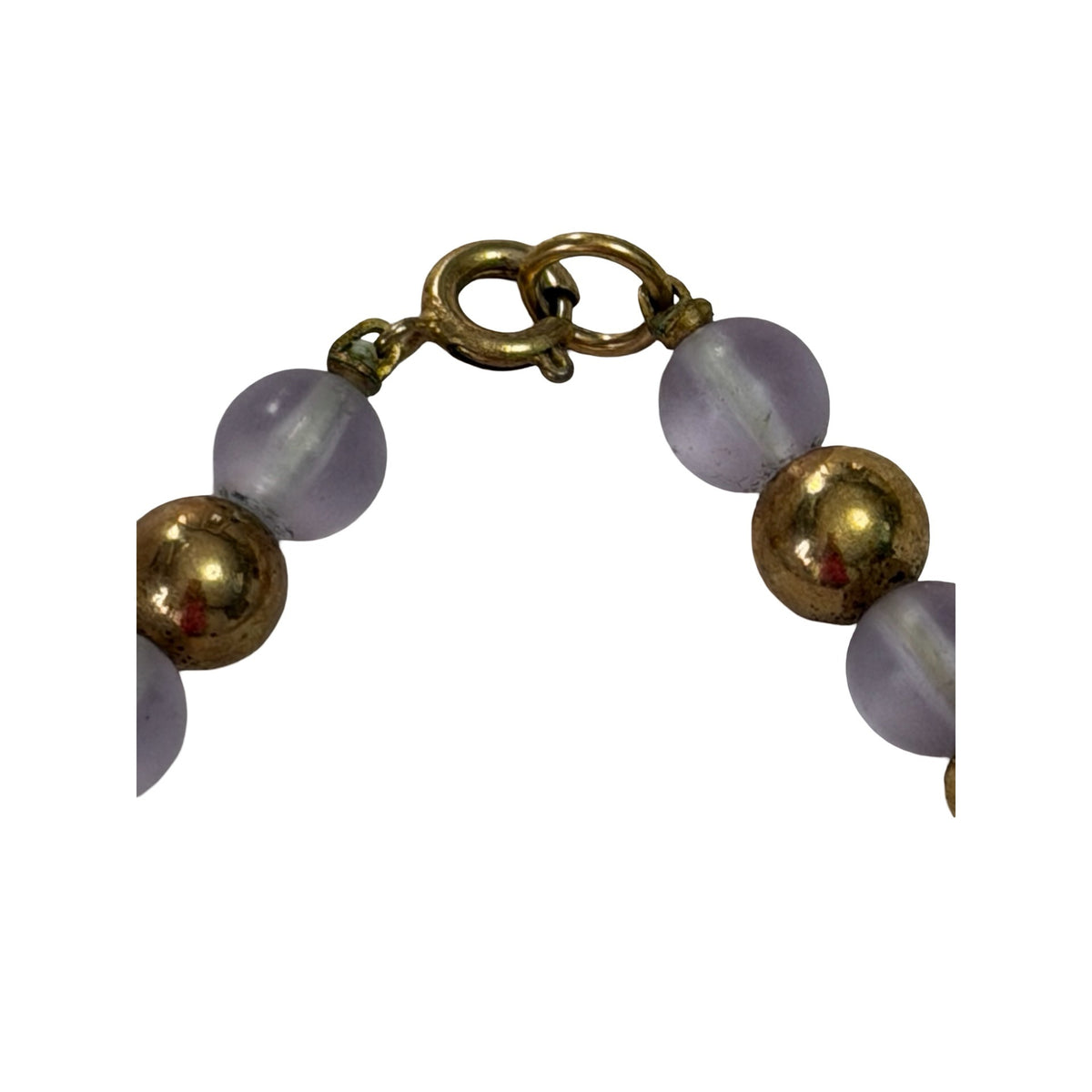 Vintage Pastel Blue Lavender Beaded Necklace Gold Tone 28 Inch Long Retro Jewelry