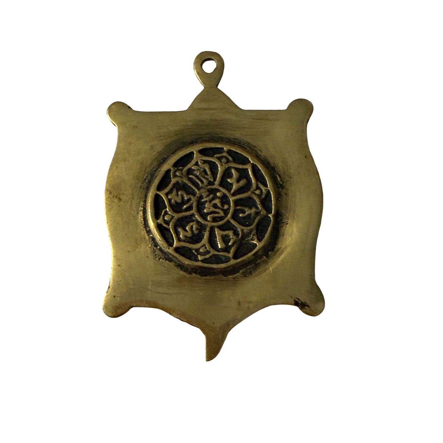 Vintage Brass Chinese Zodiac Pendant Buddhist Mandala Amulet Charm 2 Inch