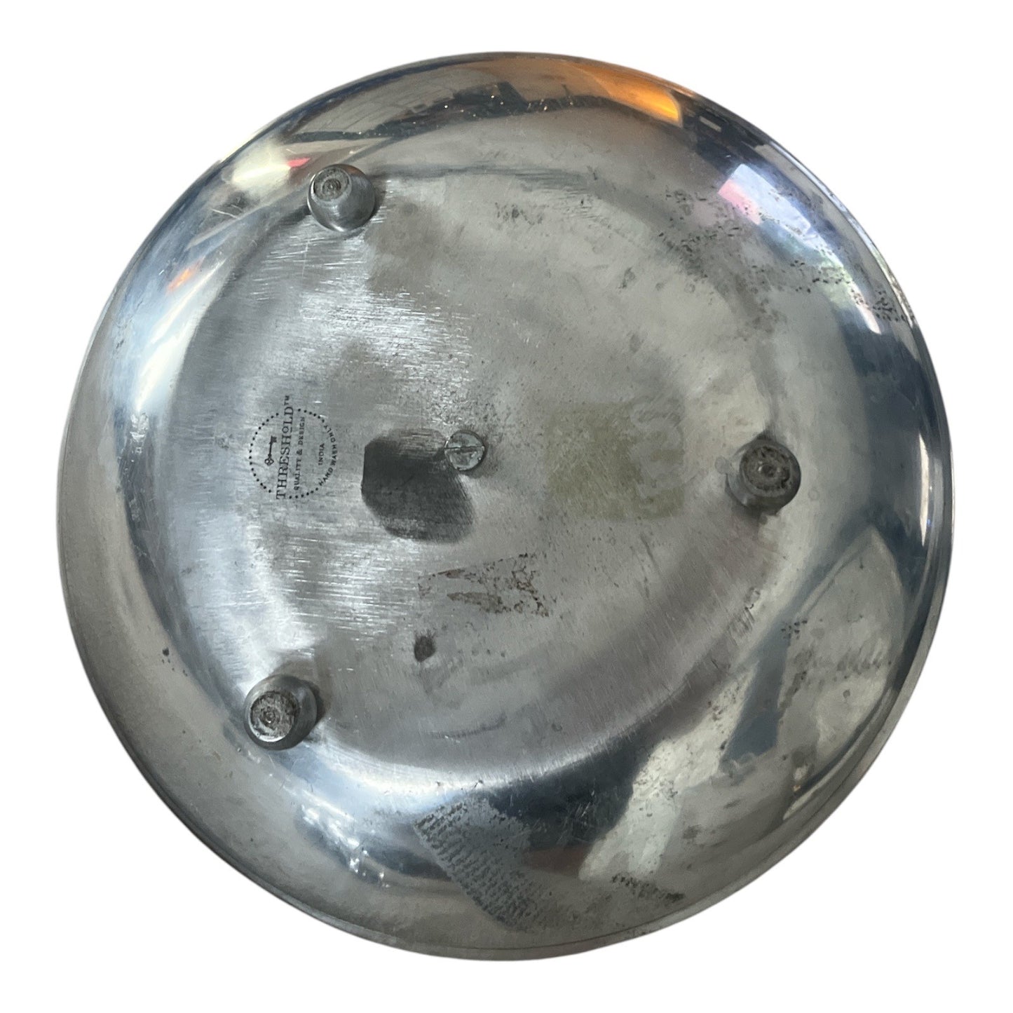 Threshold 12" Aluminum Serving Dish with Ring Handle – Modern Industrial Bowl – Made in India