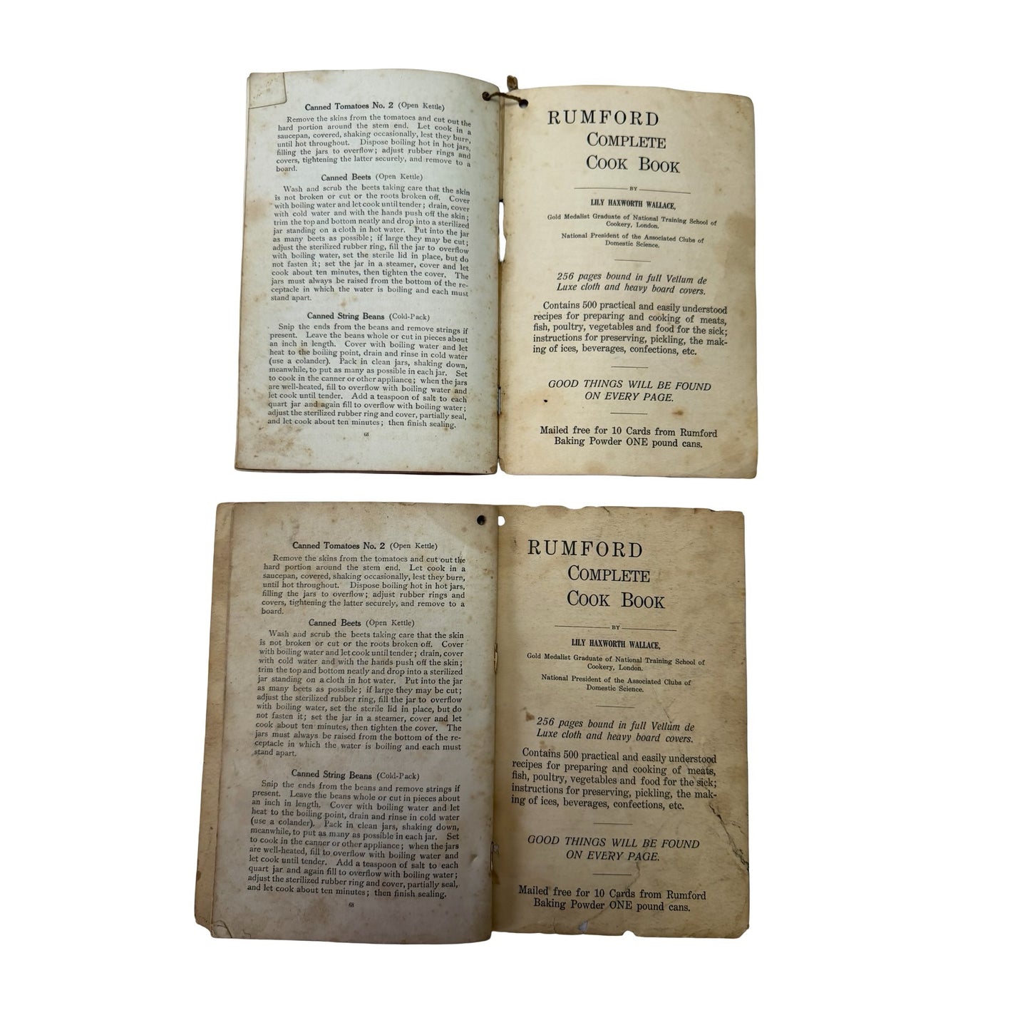 Antique Rumford Way of Cookery Household Economy Cookbooks Lot of 2 1920s