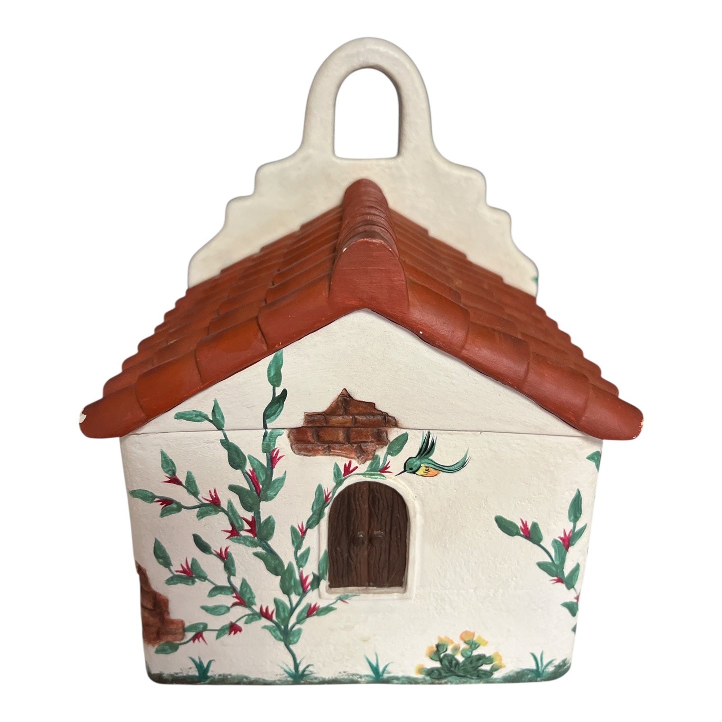 Vtg Southwest Adobe House Figurine – Hand-Painted Ceramic Pottery – Signed – 7.5”
