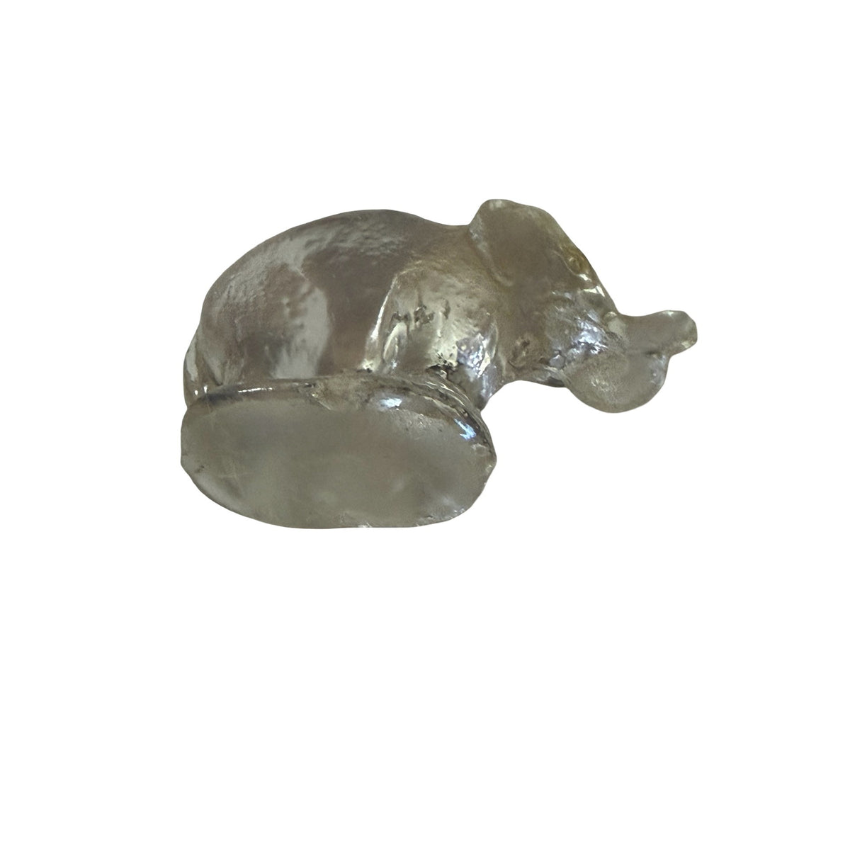 Vintage Clear Glass Resting Elephant Figurine Paperweight 2.75 Inch