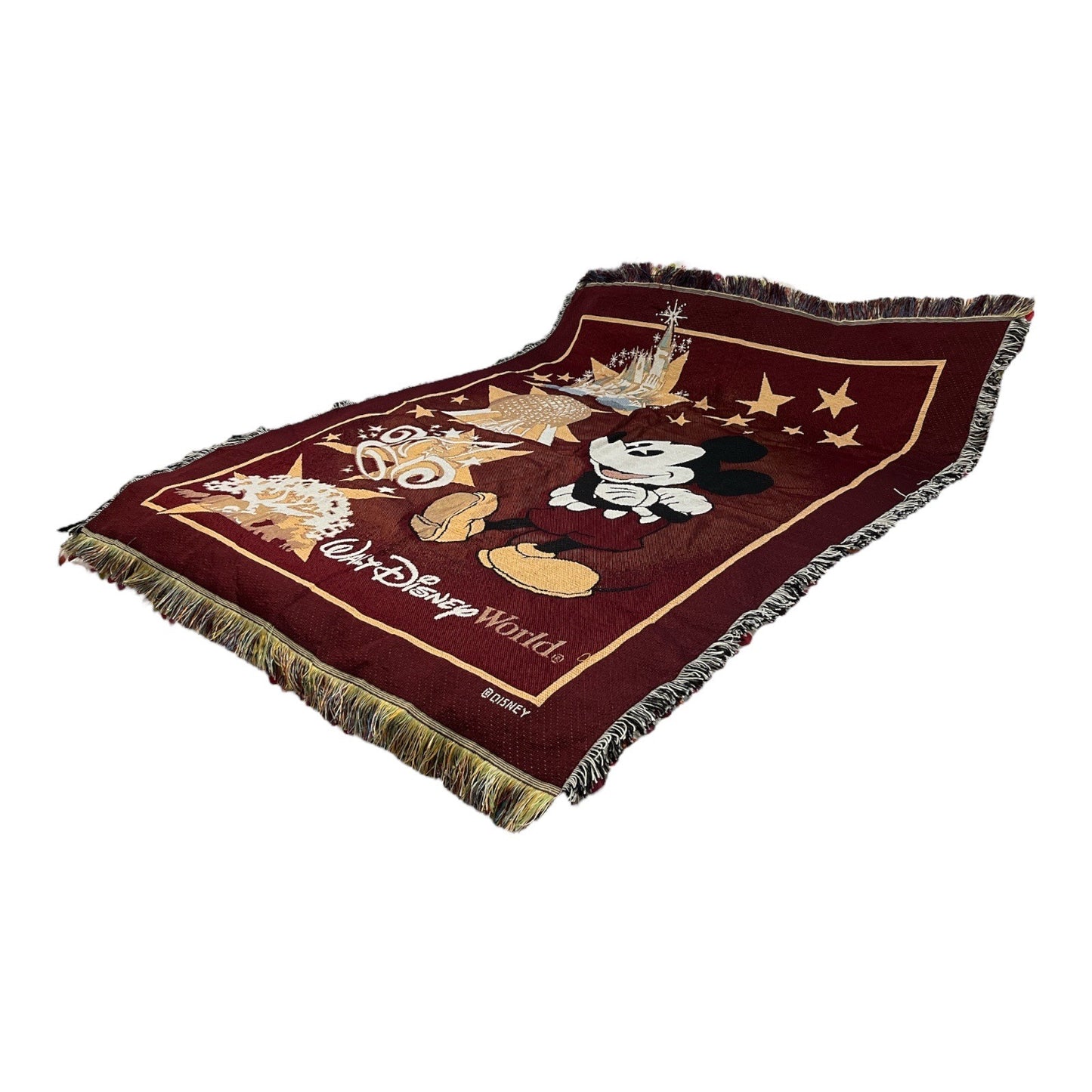 Walt Disney World Mickey Mouse Tapestry Throw Blanket Magic Kingdom Epcot Animal Kingdom Hollywood Studios Early 2000s