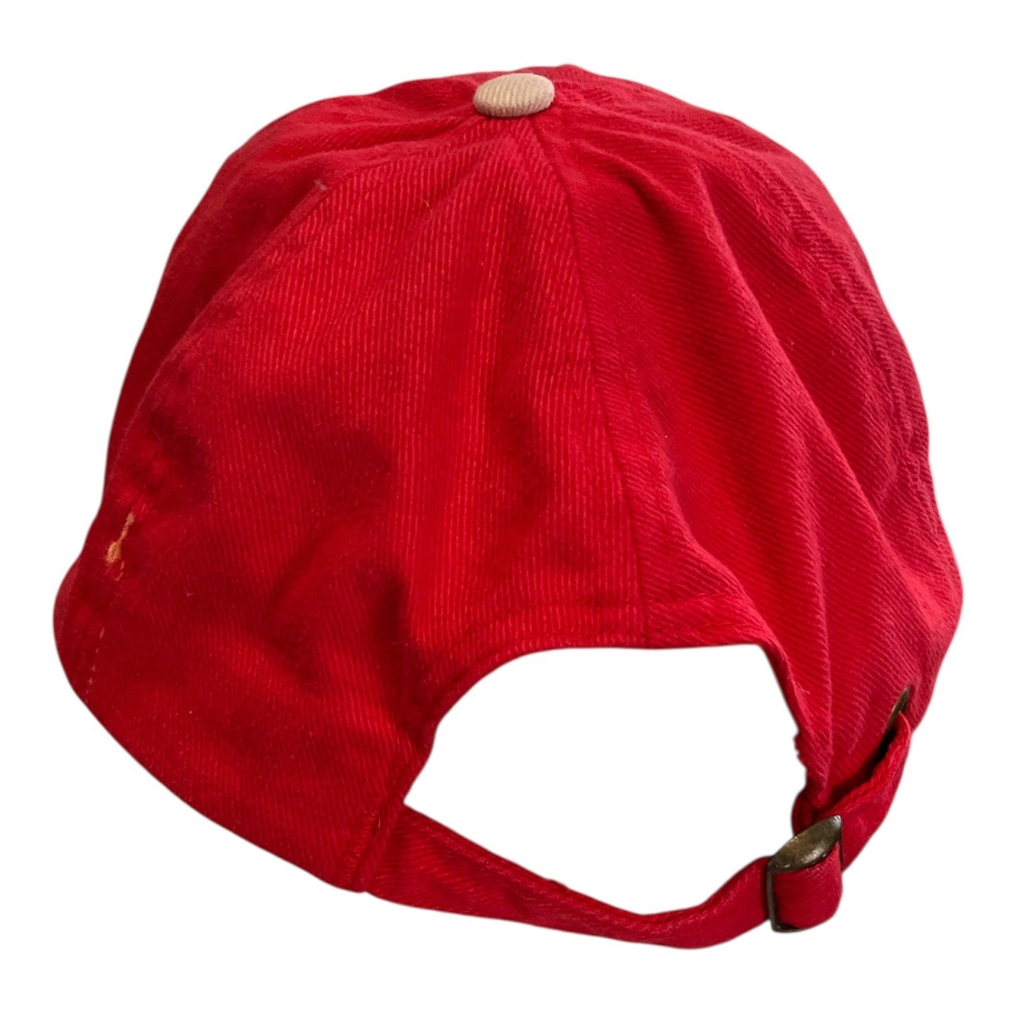 Tracker Boats Embroidered Cap – Red & Beige Cotton Hat – Adjustable Strap – 100% Cotton – 2000s Era